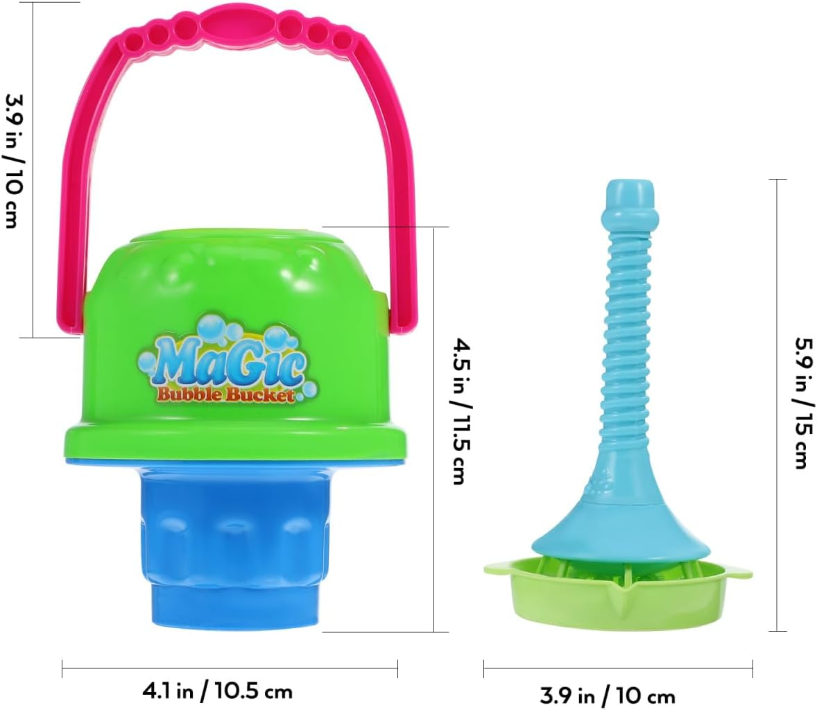 Totority Kids Bubble Machine Set - Spill Proof Bucket & Horn Bubble Wand, Safe Abs Plastic, Sound Effects, Portable & Easy to Use for Outdoor Play image number 4