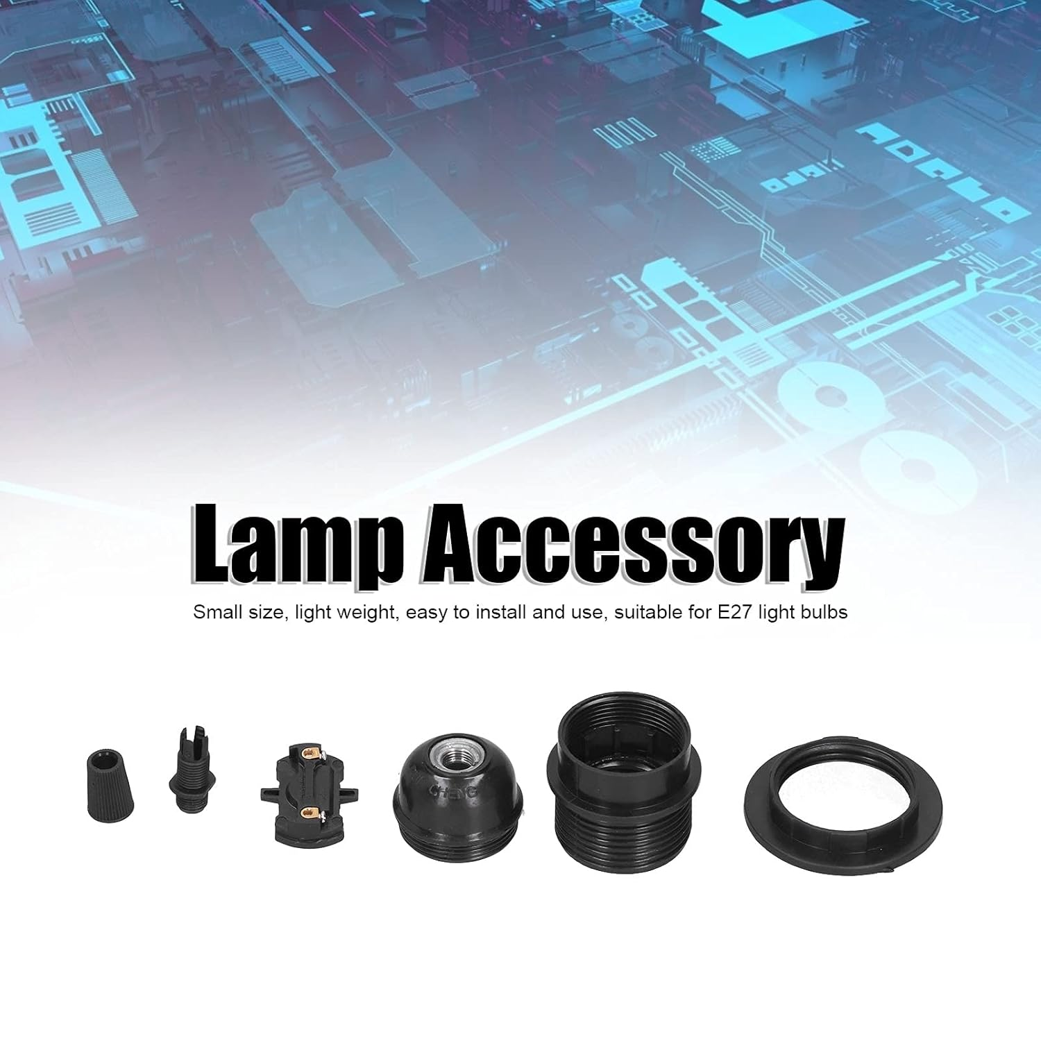 Threaded Lamp Socket, Hotel Decorative Light Accessories, Vintage Holder Black Screw, External Thread Retro E27 Bulb Holder DIY Pendant for Home Living image number 3