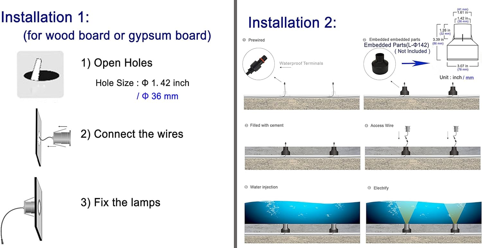 CNBRIGHTER LED Underwater Swimming Pool Lights,3W CREE Chip,12V-24V DC,IP68 Waterproof,Stainless Steel Aluminum,For Inground Pools Ponds Fountains and Boats (Blue) image number 3