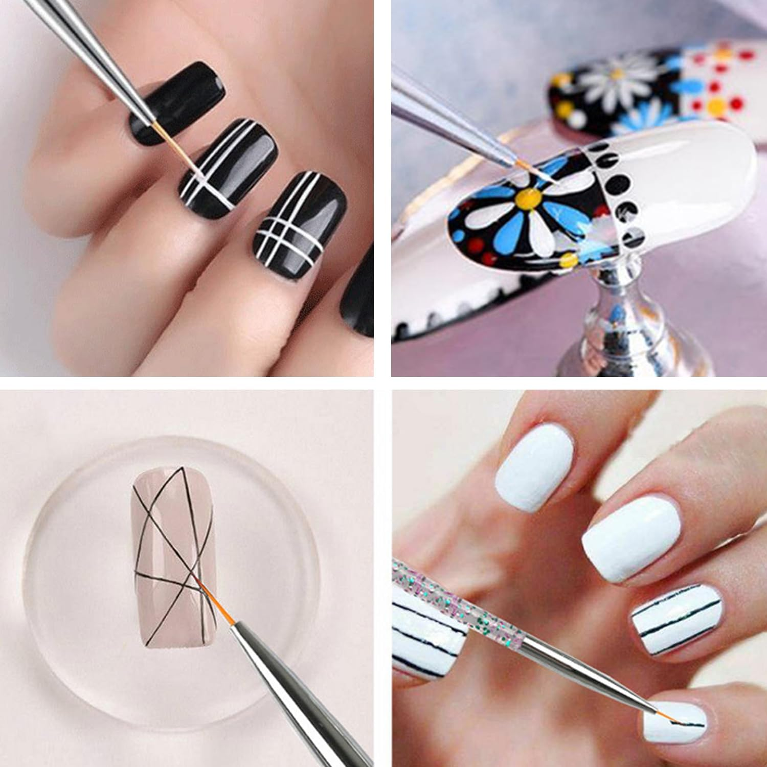 10 Nail Art Point Drill Pens and 3 Drawing Pens, Double Headed Nail Art Beauty Accessories, Finger Painting Point Flower Tools, Acrylic Indentation Pens