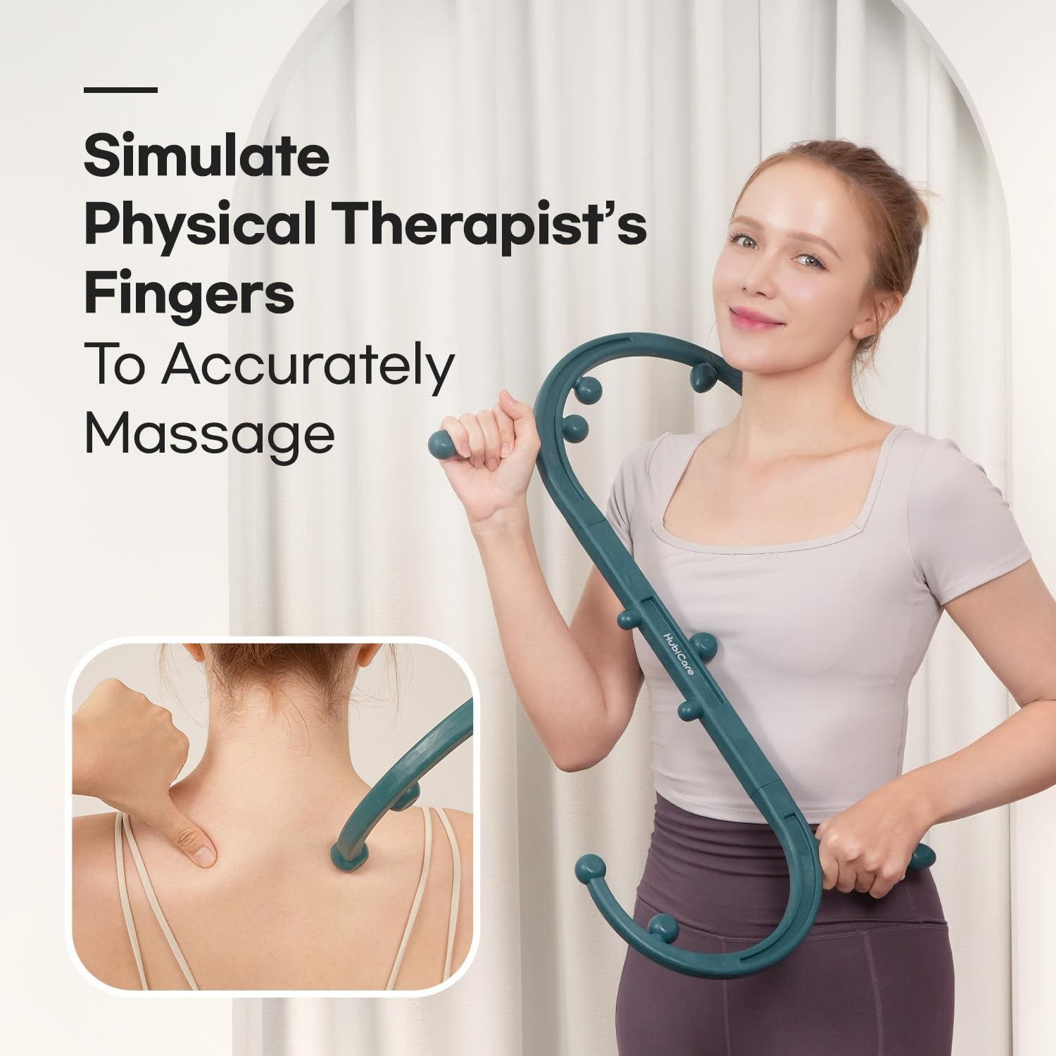 Hubicare Massage Stick, Massage Trigger Point Cane, Body Deep Tissue, Handheld Back, Neck, Shoulder, Leg and Feet, Muscle Release Tool Self Massage Hook Cane for Women & Men (Green) image number 5