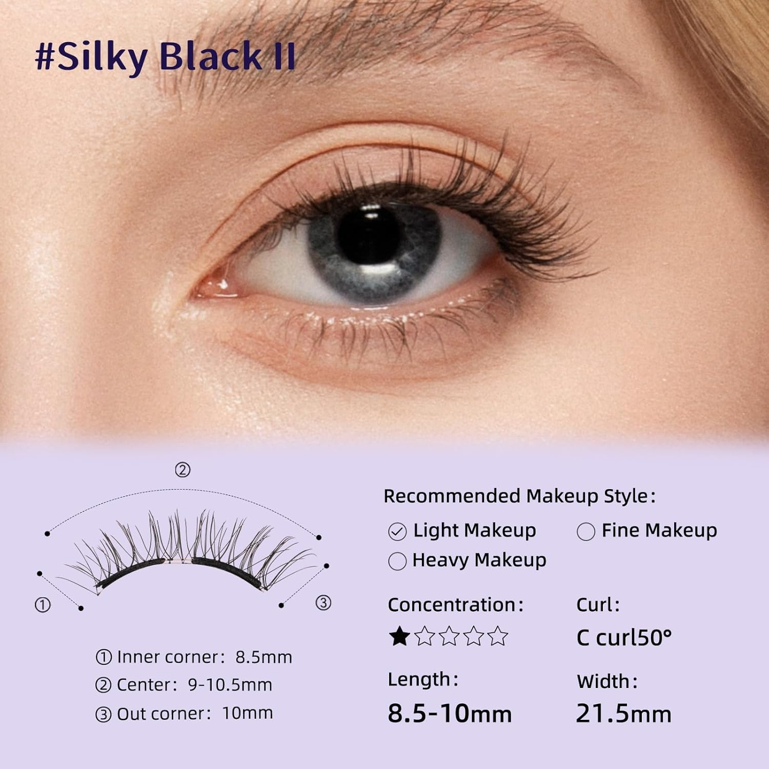WOSADO Soft Magnetic Eyelashes Kit with Applicator, [No.01 Silky Black II Bearisbug], Reusableglue-Free Wispy Magnetic Lashes, Cruelty-Free False Lashes, Waterproof, Lightweight,Suit for Heavy Makeup image number 1