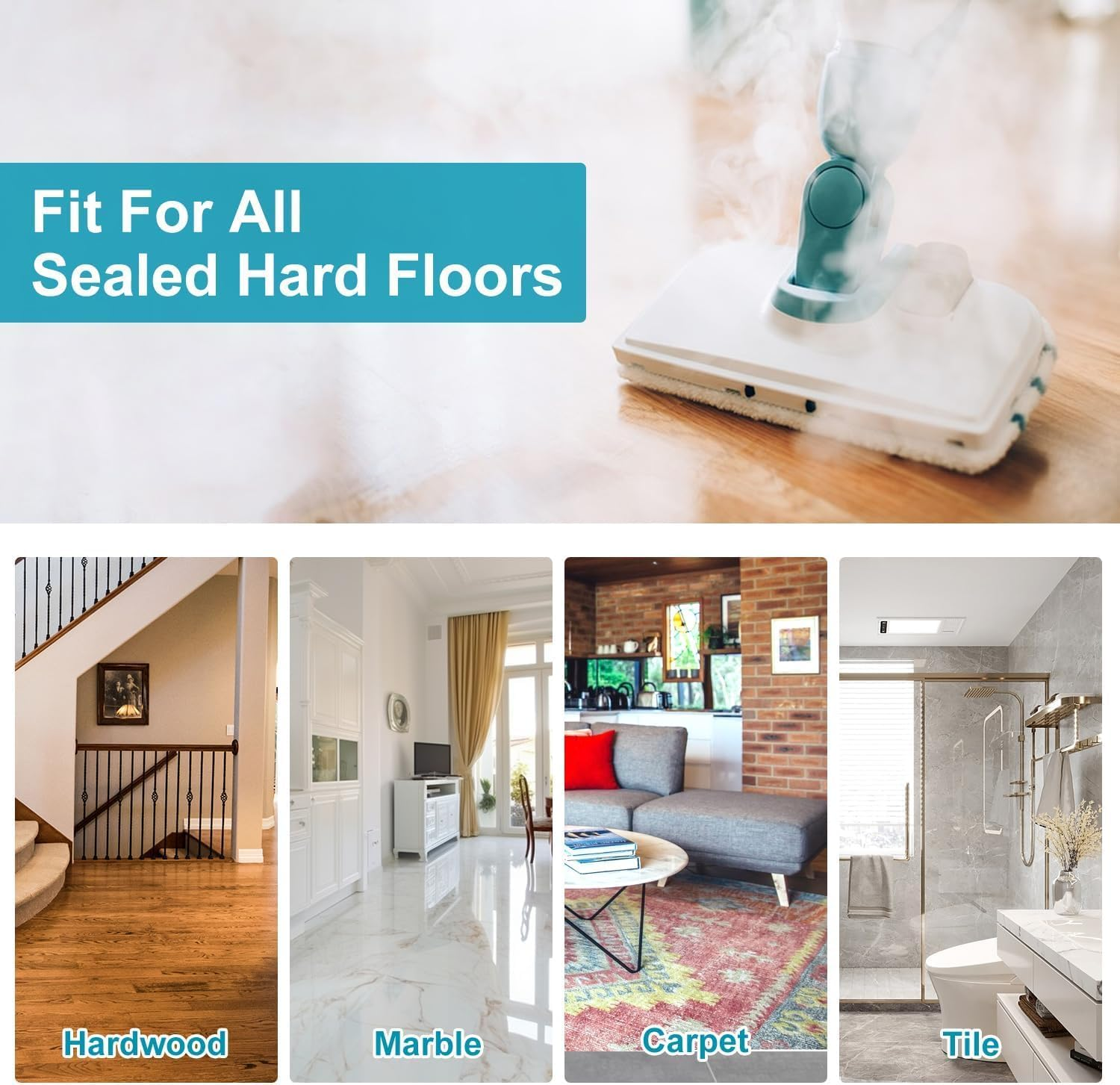 5 Pack Mop Pads Replacement for Black + Decker Steam Mop FSM1610/ FSM1630 Washable Mopping Pad Accessories image number 5