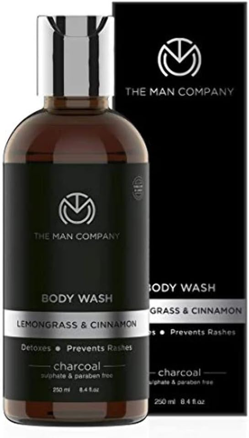 The Man Company Mens Body Wash, Charcoal Body Wash for Acne (8.4 Oz) - Exfoliating Body Wash with Lemongrass & Cinnamon, Shower Gel for Men Sulfate Free Body Wash, Paraben Free Body Wash image number 5