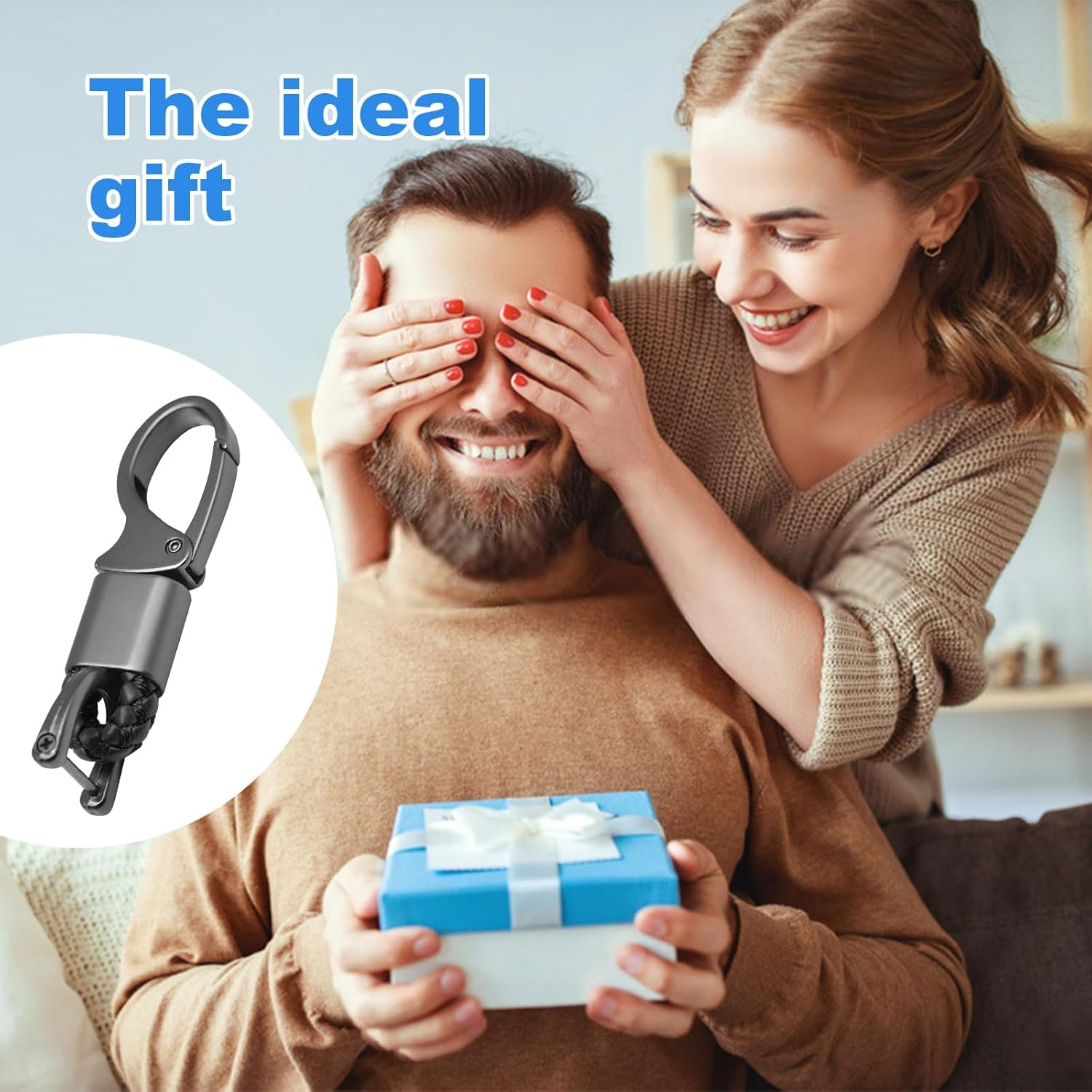 2PCS Car Key Fob Keychains, 360 Degrees Rotatable Leather Keys Chain Holder with Anti-Lost D-Ring, Universal Sturdy Metal Key Chains with Screwdriver for Women and Men