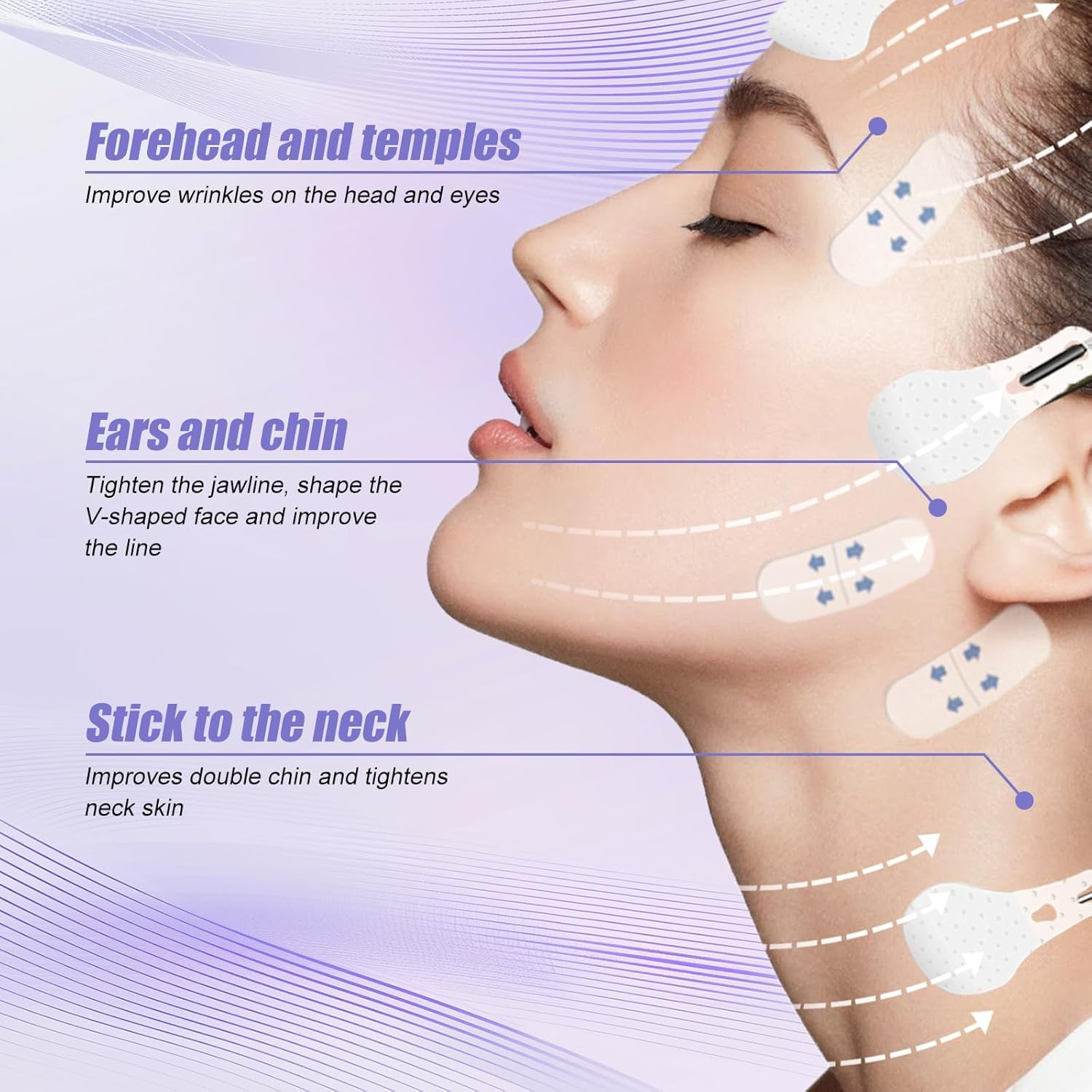 Neck Lift Tape,Neck Tape Lifting Invisible,Face Tape,Face Lift Tape,Face Lift Tape Invisible,V-Shaped Instant Face Tapes for Lifting Sagging Skin Eyes Double Chin Wrinkles Waterproof Mix Box 160PCS image number 6