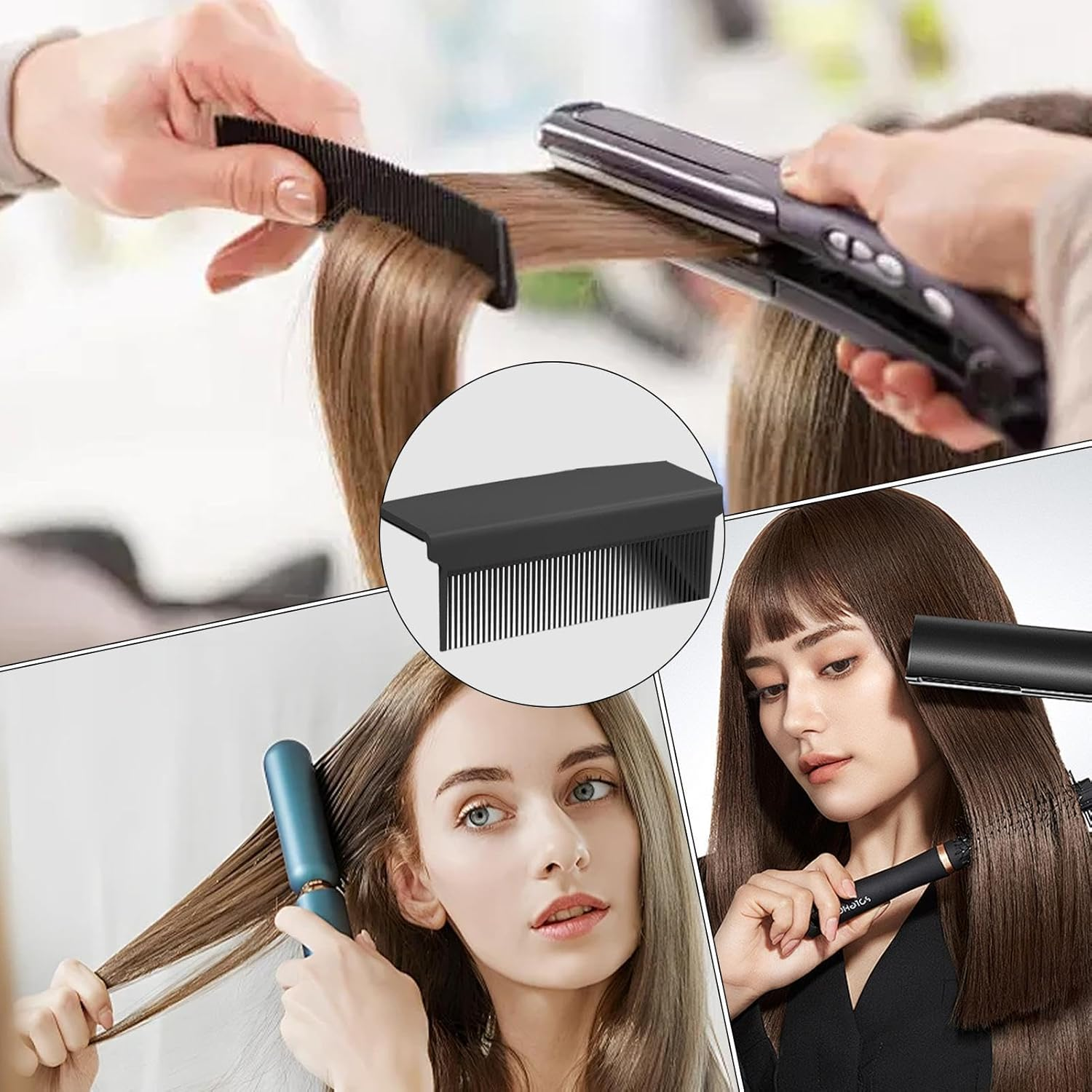 Comb Attachment for Flat Iron | Straightener Comb Styling Comb | Hair Straightener Comb Hair Straightening Comb, Straight Hair Comb Attachment, Grip Comb for Flat Iron - Black image number 5