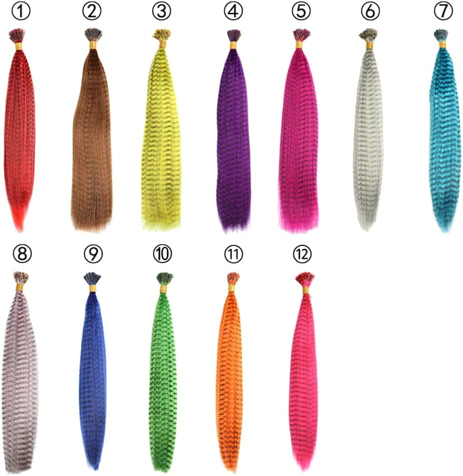 YUDAOHAIR Synthetic Feather Hair Extensions for Women 16 Inch Hairpieces With100Pcs Silicone Micro Link Beads and 2 Crochet Hooks Hair Feathers with Tools Kit (16'', 12 Feather Mix Colors) image number 6
