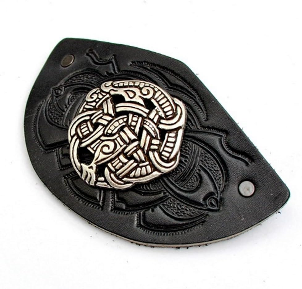 Viking Black Hair Clip with Large Fitting/Clip in Viking Age Style/Midgard Snake (Black)