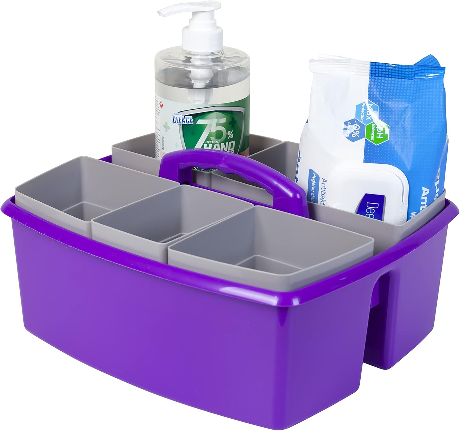 Storex Large Classroom Caddy with Cups, 13 X 11 X 6.575 Inches, Purple, Case of 2 (00986U02C) image number 1