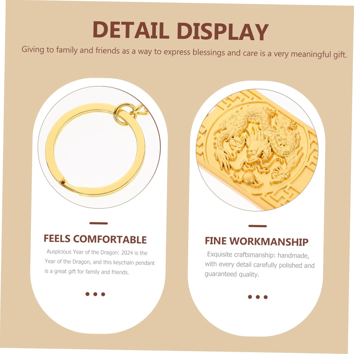 Cabilock Year Dragon Keychain Dragon Keychain for Bag Key Ring Lovely Key Rings for Purse Charm image number 6