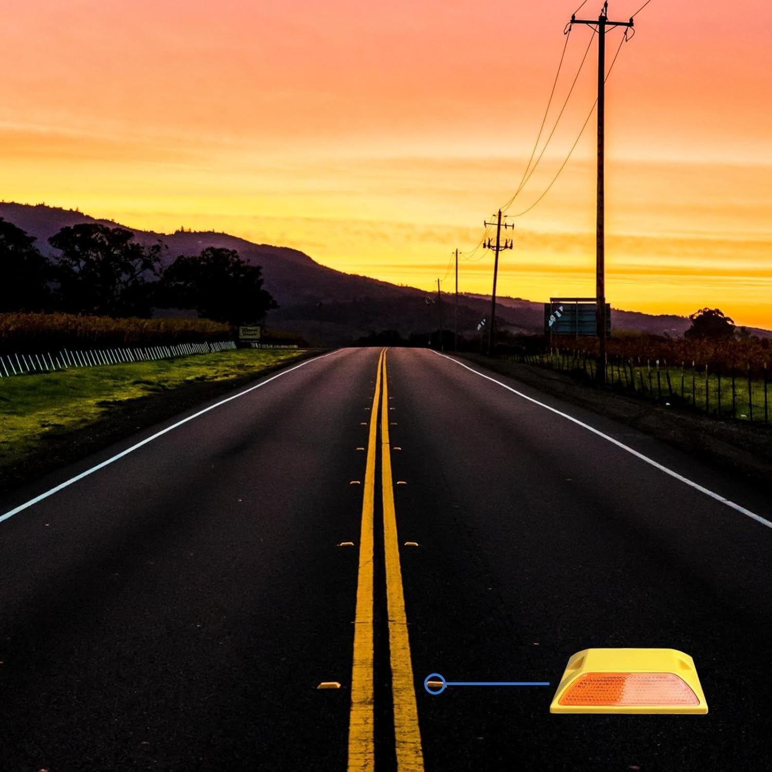 10 Pack Road Reflectors Reflective Lane Markers 4 by 4 Inch Street Pavement & Asphalt Stud Markers for Speed Bumps Sidewalks Pedestrian Crossings Freeways and Driveways image number 2