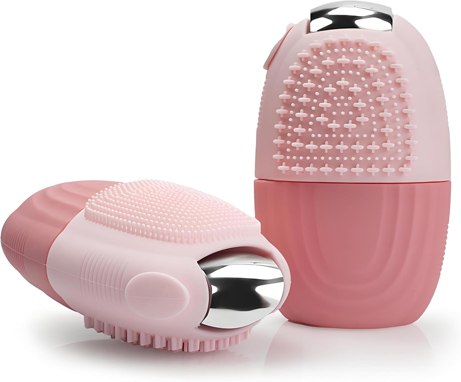 Ice Roller Massager for Face and Neck, Reusable Silicone Ice Mould & Cleansing Brush, Pink Beauty Tool for Contour, Skin Care and Face Massage image number 1