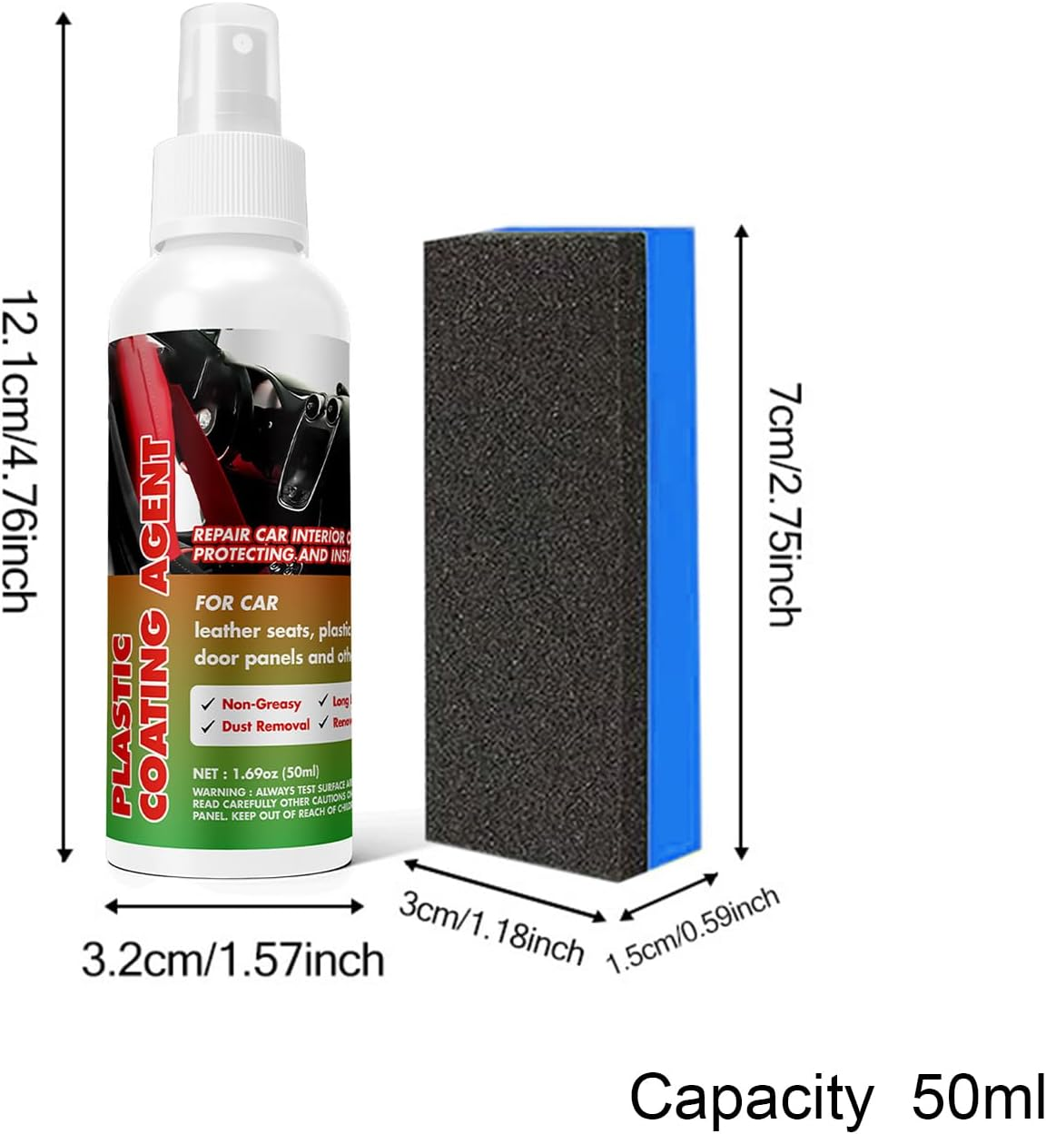 Rronnoy Trim Restorer - Interior Restorer | Car Interior Coating Agent - for Automotive Bumper Triangle Door Frame Tire Dashboard Door Panel - 50Ml image number 6