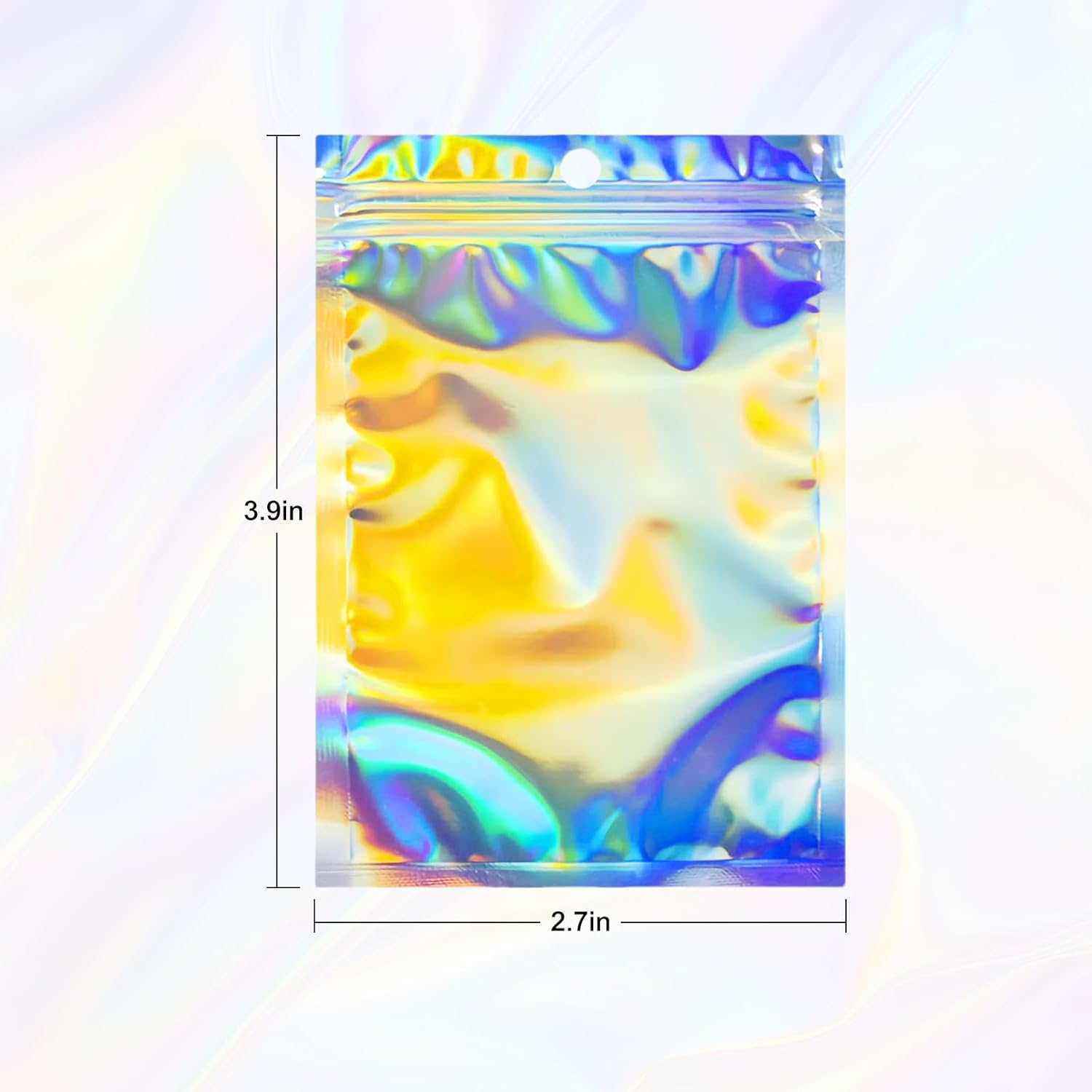 100Pcs Smell Proof Mylar Bags 2.7X3.9Inch Resealable Foil Pouch Holographic Zip Bags Packaging Pouch Bag with Clear Window for Food Storage Small Business Eyelash Lipgloss Jewelry Storage (7 * 10Cm) image number 6