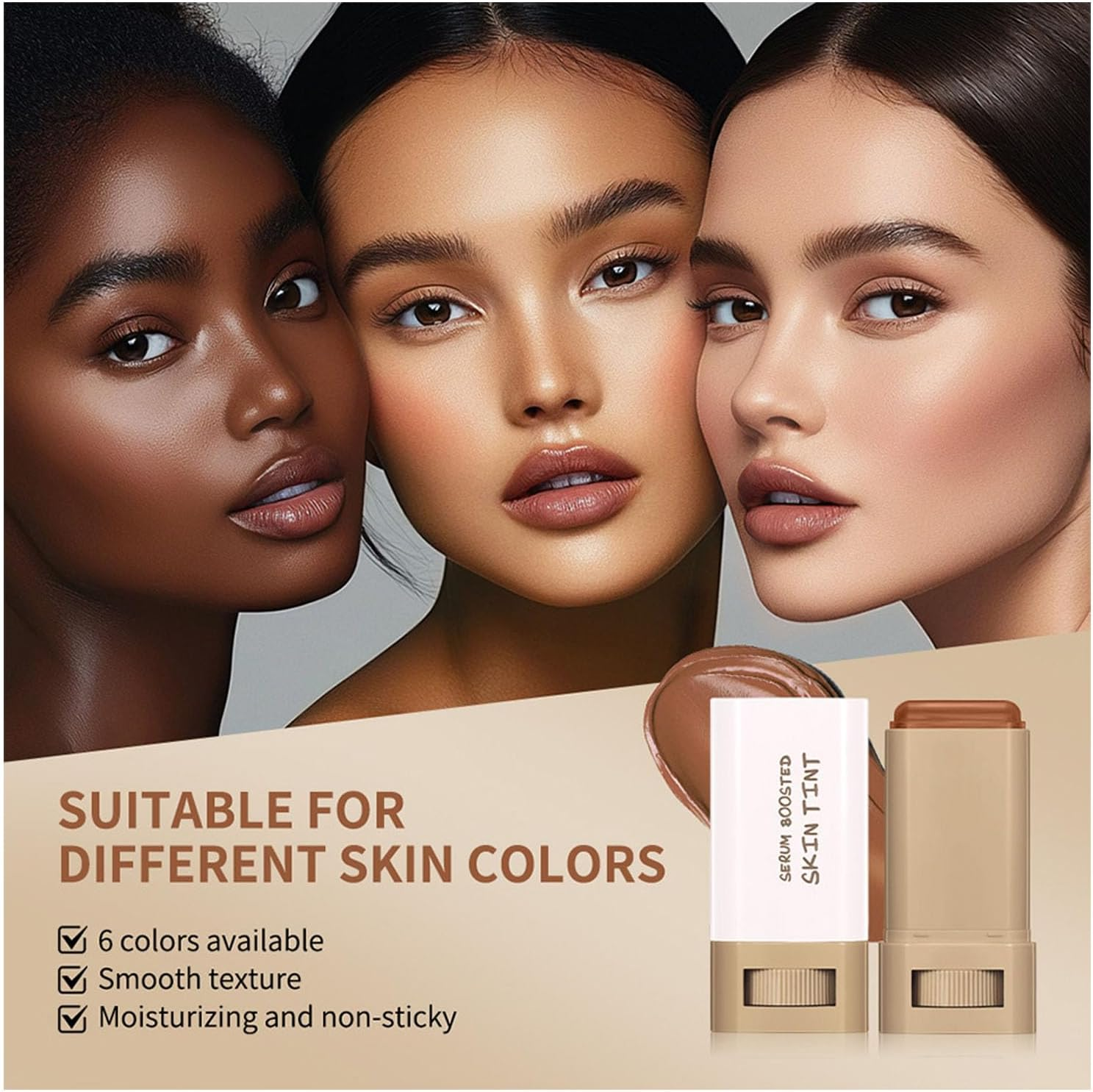 Melambo Skin Tint,Melambo Serum Boosted Skin Tint Balm, Foundation Stick Beauty Balm Serum Boosted Skintint，Hydration Beautybalm for Women (03#) image number 3