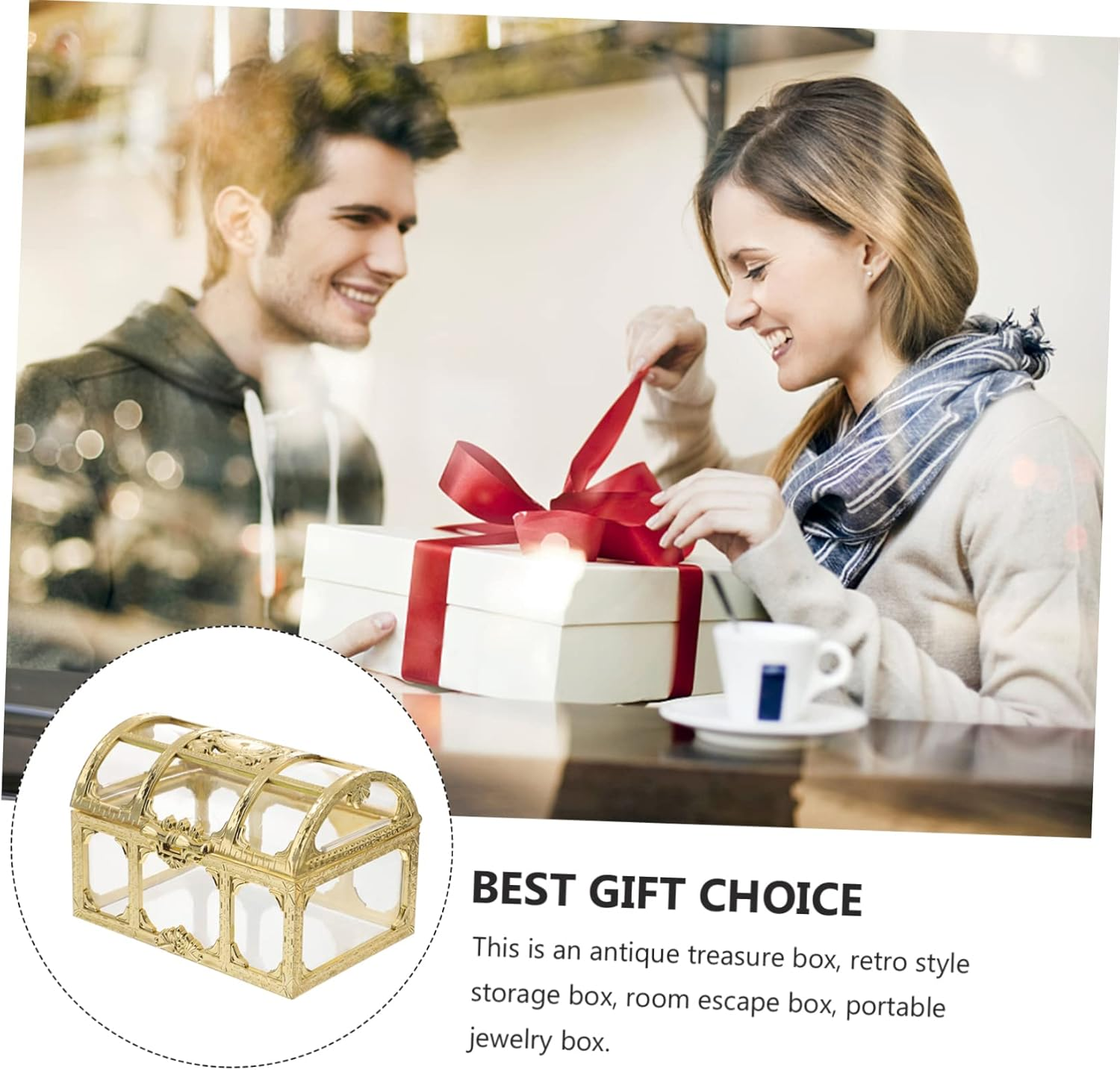 2Pcs Plastic Treasure Chest Jewelry Organiser Box Crystal Gem Storage for Wedding image number 3