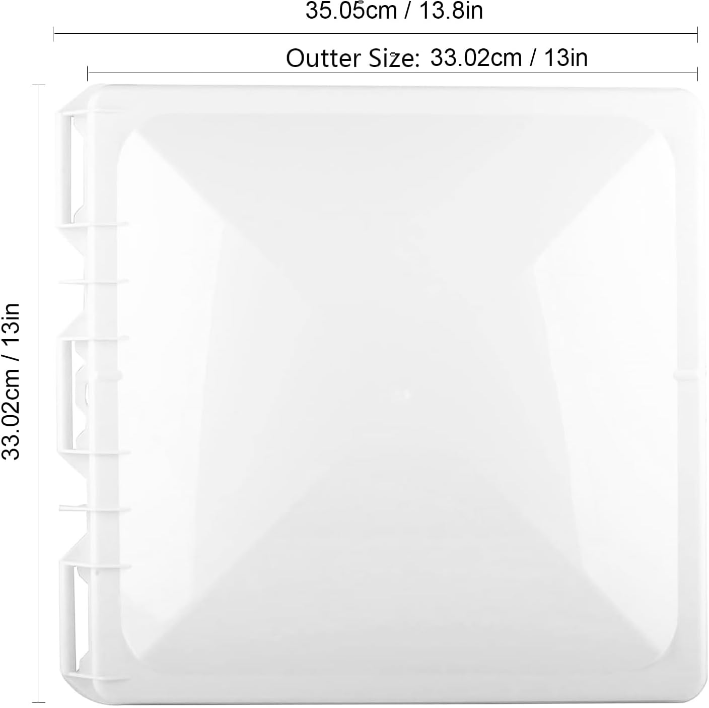 RV Roof Vent Cover, 13 X 13In Universal Vent Lid, Replacement Vent Lid with Center Rod, Exhaust Port Cover for Trailer, Motorhome, Bathroom