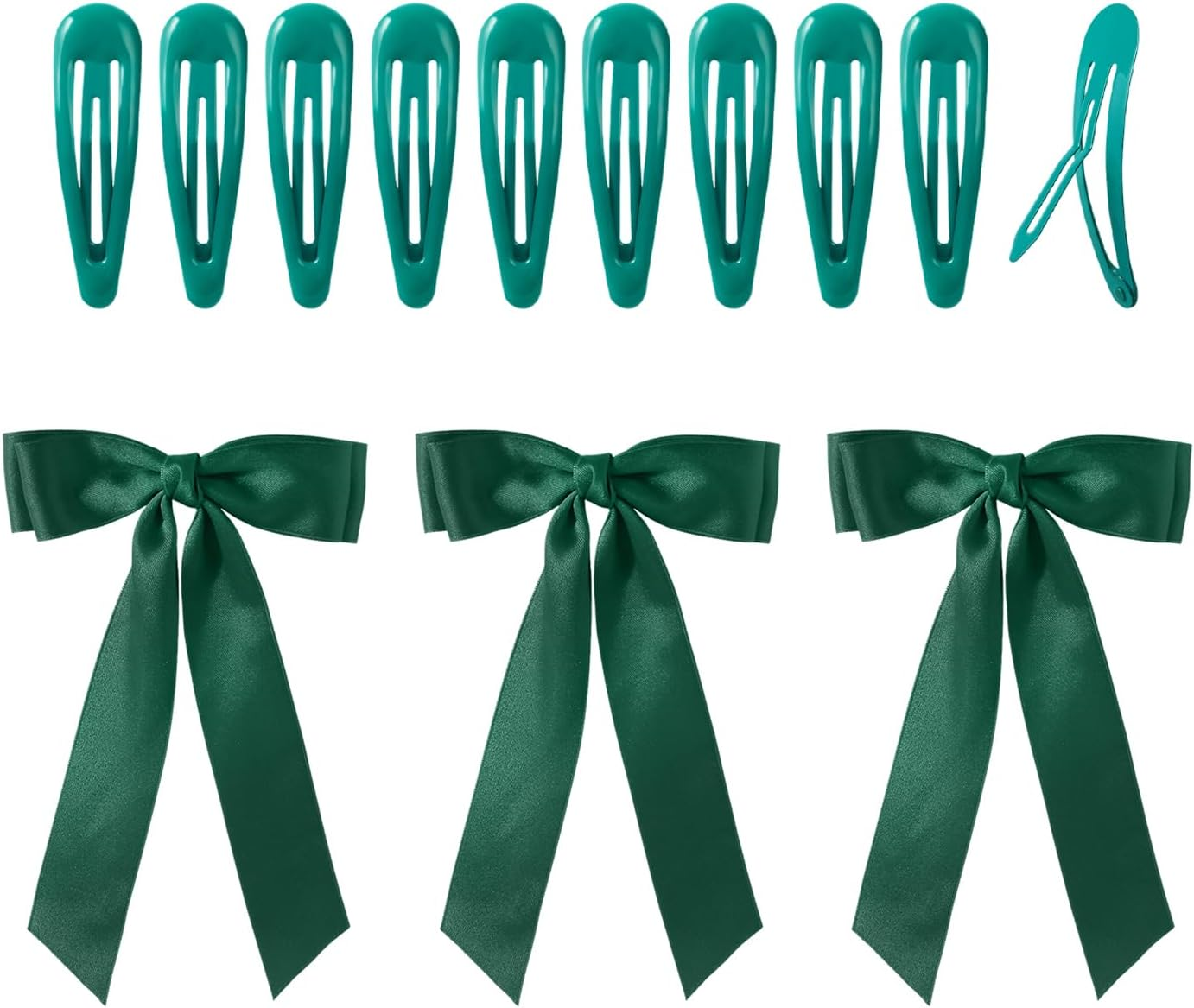 3 Bow Hair Clips, 10 Hair Clips, Personality Green Duck Bill Clips, Women Fashion Hair Accessories, Decorations for Clothing, Hairstyle. image number 3