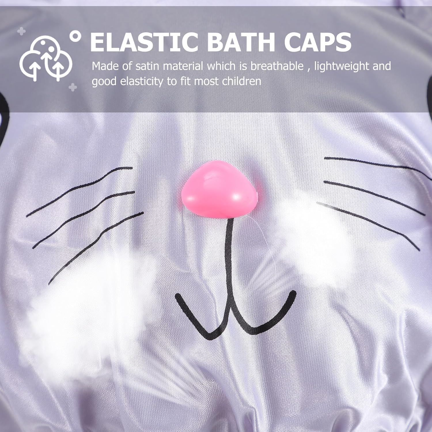 KFPPLXQ Cute Animal Design Shower Caps, 3-Pack Waterproof Reusable Hair Cover, Pink, Green, Grey, 10.2 Inch