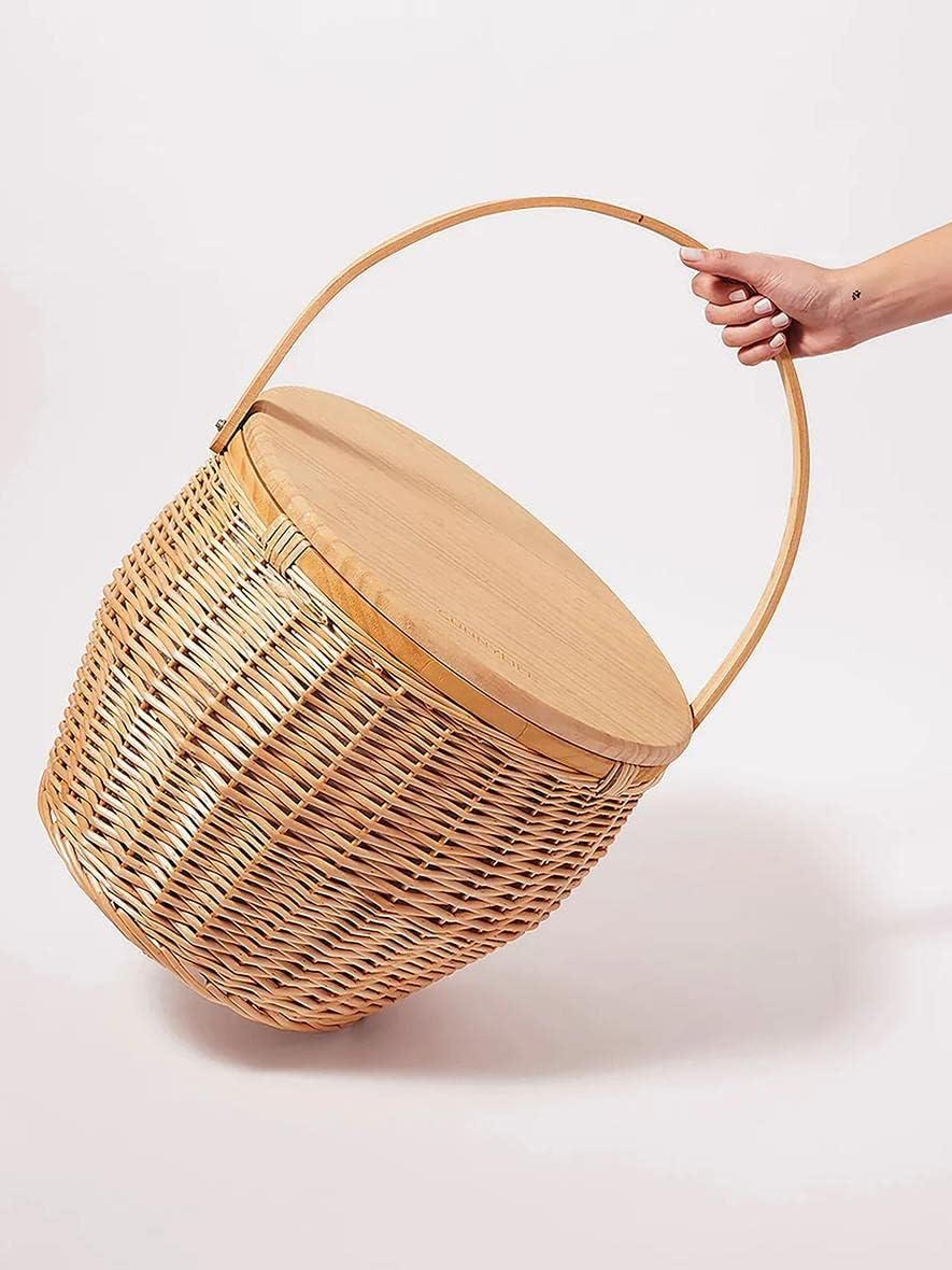 Round Picnic Cooler Basket | Natural image number 1