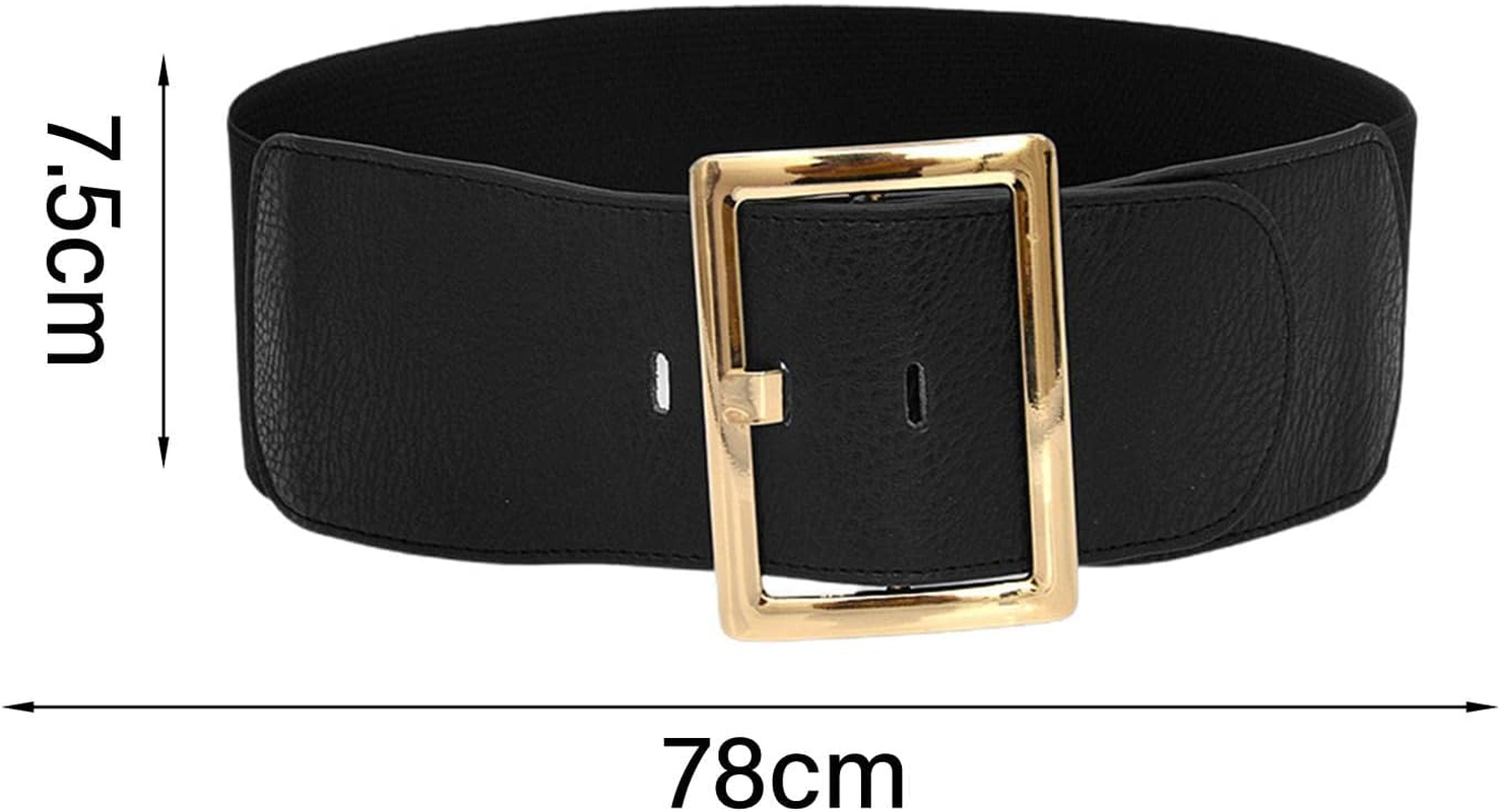 Yuksok Women'S Stretch Belt,Cinch Belt,Wide Elastic Belt, Chic,Soft Vintage Style, Metal Buckle Cinch Waistband Women Wide Waist Belt for Dress Coat image number 3