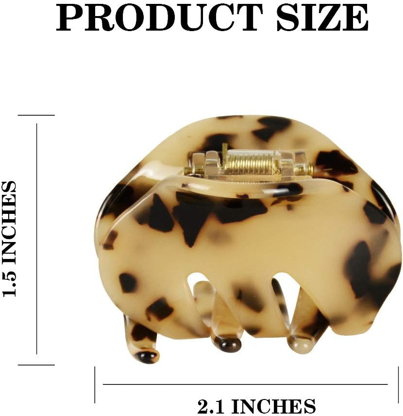 4 Pack 2.1 Inch Hair Claw Clips Tortoise Shell Cellulose Acetate Resin Hair Barrettes Medium French Design Hair Jaw Leopard Print Fashion Hair Styling Accessories for Women Girls image number 2