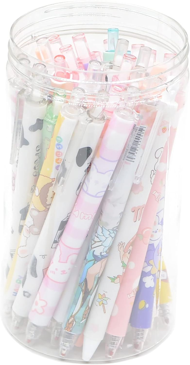YIKANGHENG 50 Pcs Fine Point Cute Pens with a Pen Holder, 0.5Mm 50 Different Random Styles Black Ink Kawaii Gel Pens for Office, Study, Gift and Home Supplies (50) image number 3