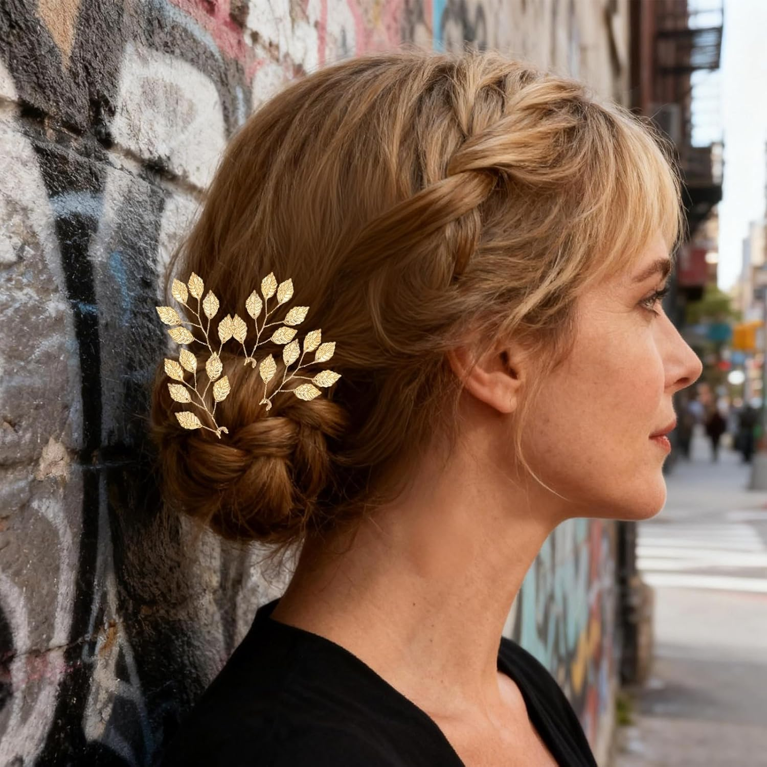 4PCS Eucalyptus Leaf Hair Pins Gold Leaf Hair Pins Elegant Gold Hair Accessories Wedding Hair Accessories Headpiece for Women and Girls Wedding Special Occasions image number 1