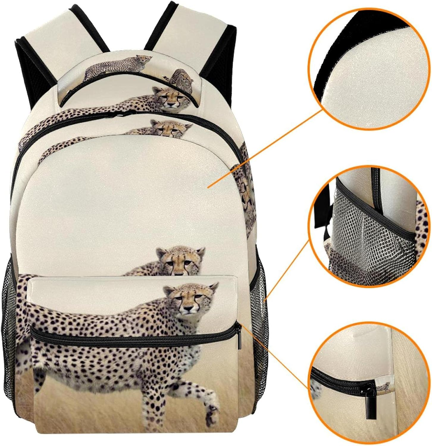 Cheetah Couple in the Grass Backpack Students Shoulder Bags Travel Bag College School Tote Backpacks