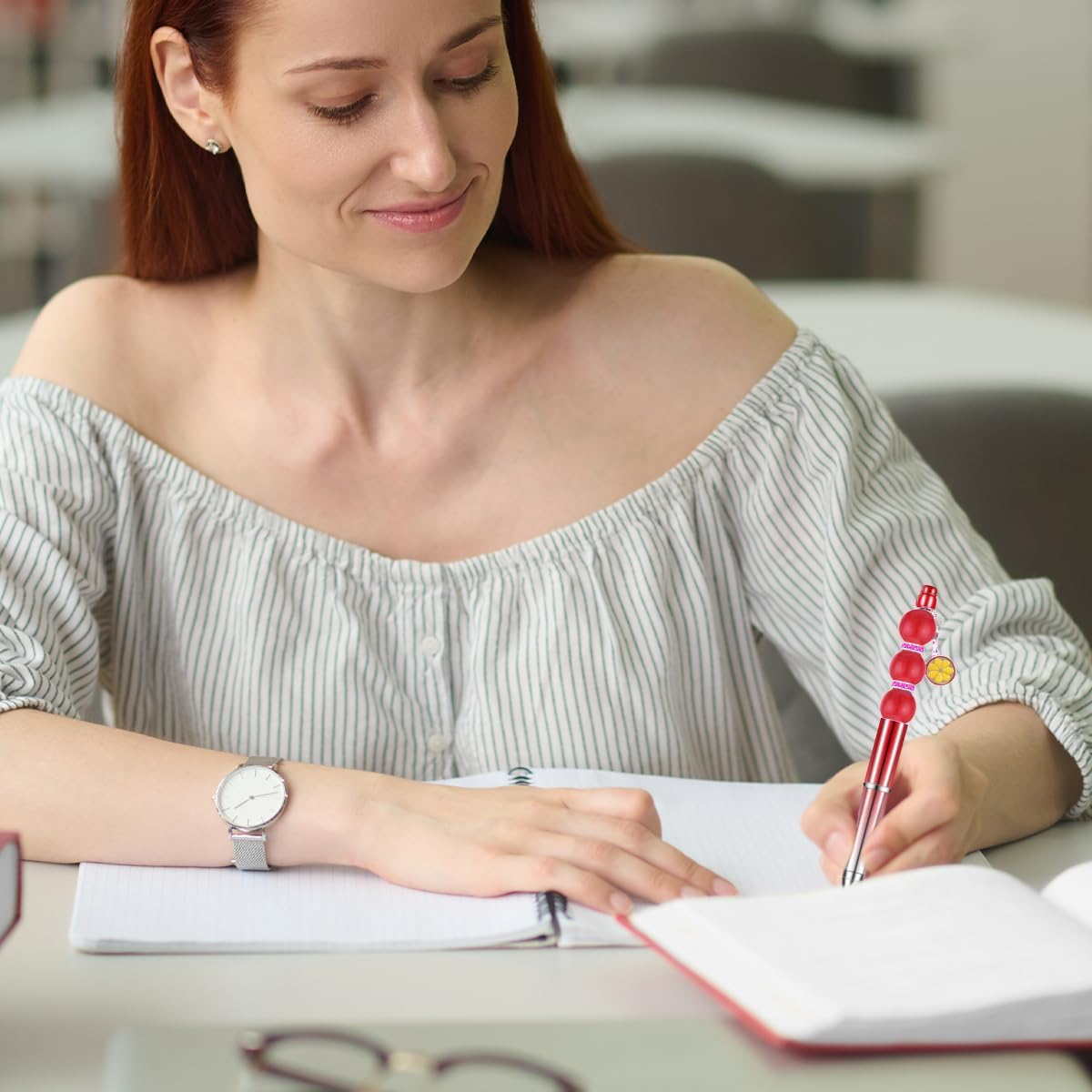 BEZANU Beadable Pens, 12 PCS Bead Ballpoint Pen for School, Office Supplies (14.5Cm/5.7In) image number 2