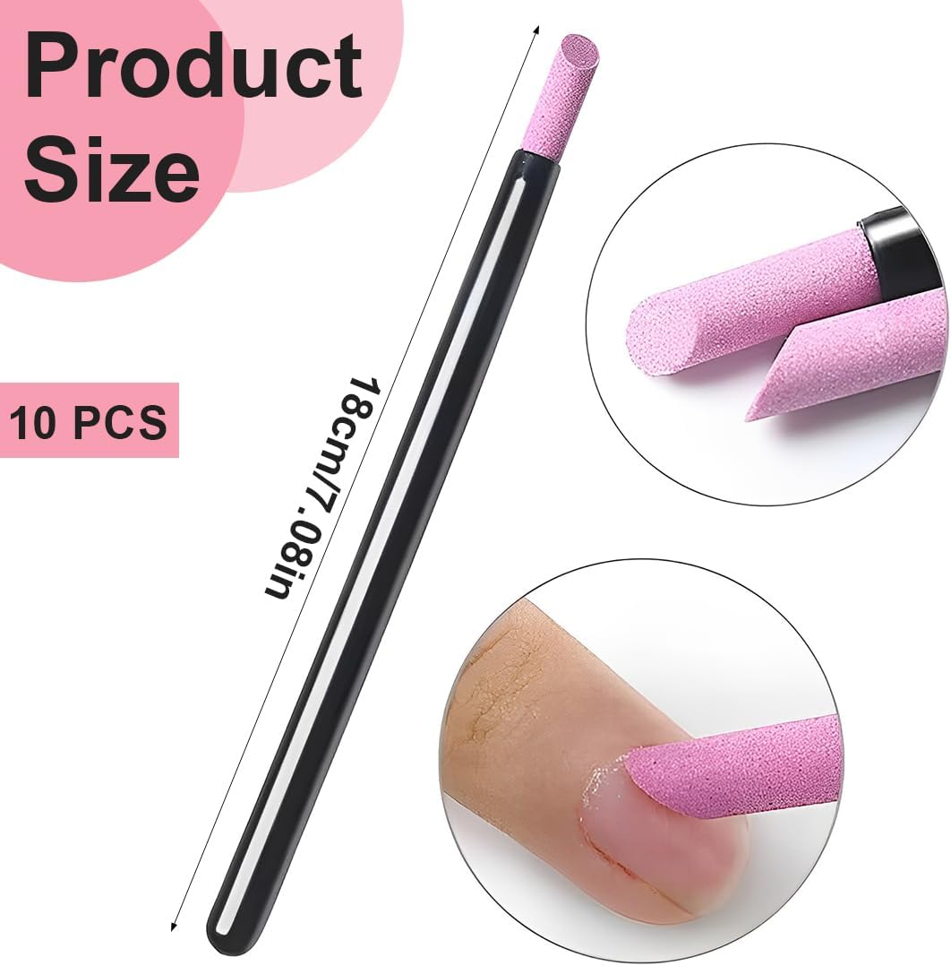 UEAVOID Pack of 10 Double Headed Cuticle File Stone, Quartz Pen, Nail File Stone, Quartz Stone Nail File, Cuticle Pusher, Nail Grinding Pen, Stone Nail File Pen, Nail Grinding Pens image number 4