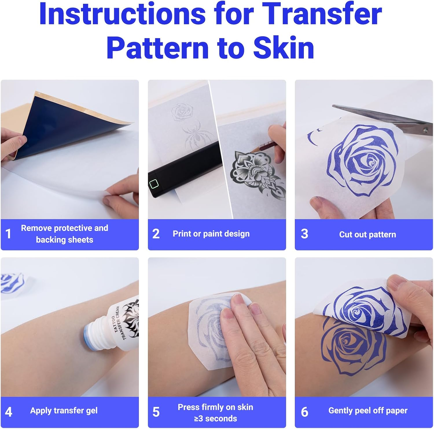 ORGSTA 100 Sheets Tattoo Stencil Paper, Tattoo Transfer Paper for Tattooing, Compatible with S008 Printer & Tattoo Supplies, A4 Size image number 5