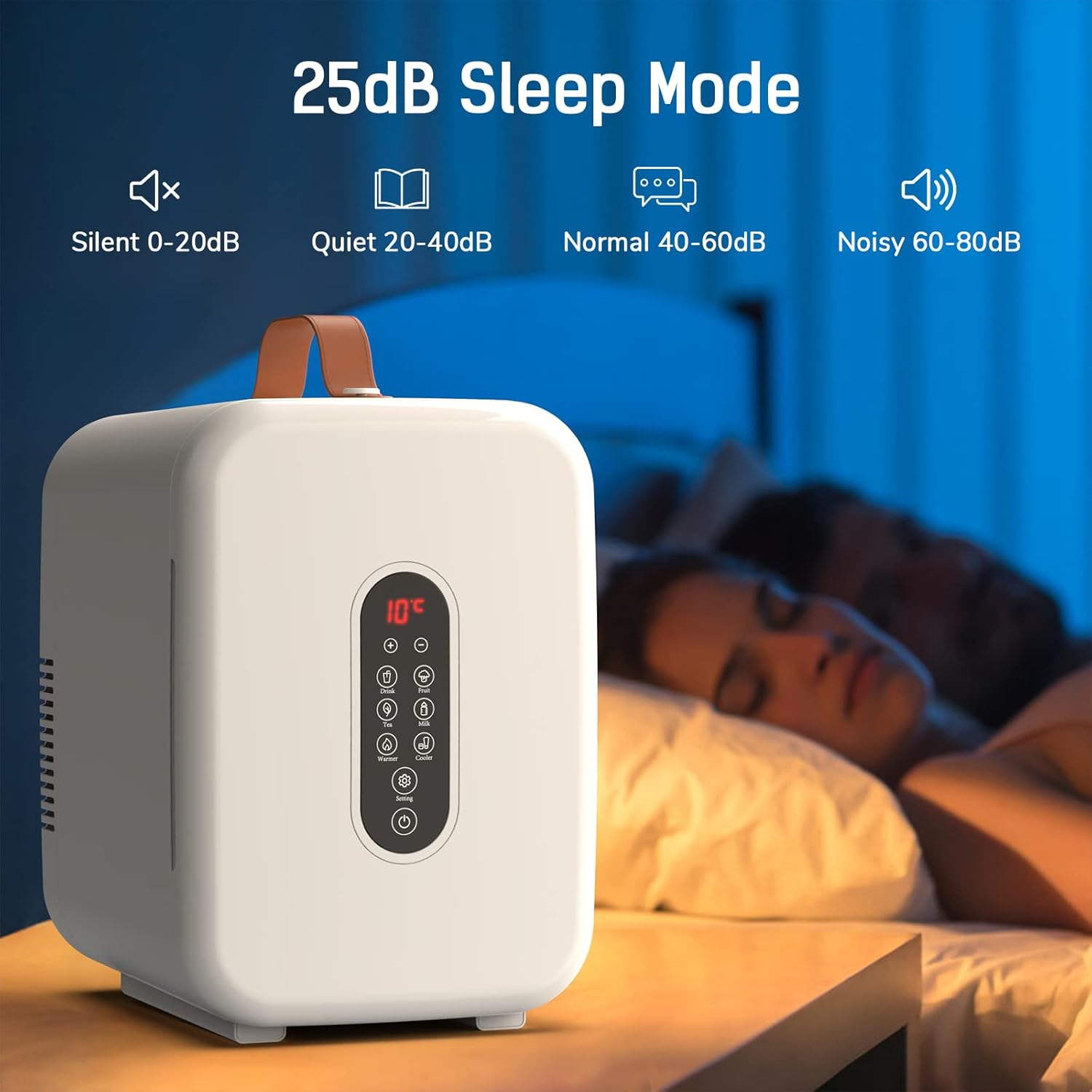 ADVWIN Mini Fridge, 10L Portable Mini Refrigerator Personal Small Fridge Cooler, 12V Compact Car Refrigerator, for Bedroom Home Office and Travel, White image number 3