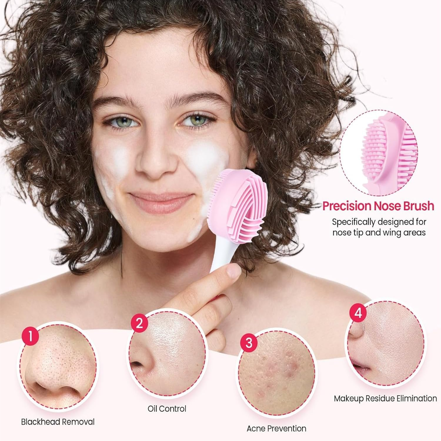 2 Packs Silicone Face Scrubber Exfoliator, Face Mask Brush Applicator, Facial Cleansing Brush, Pore Cleaning Brush, Pore Scrubber for Face image number 4