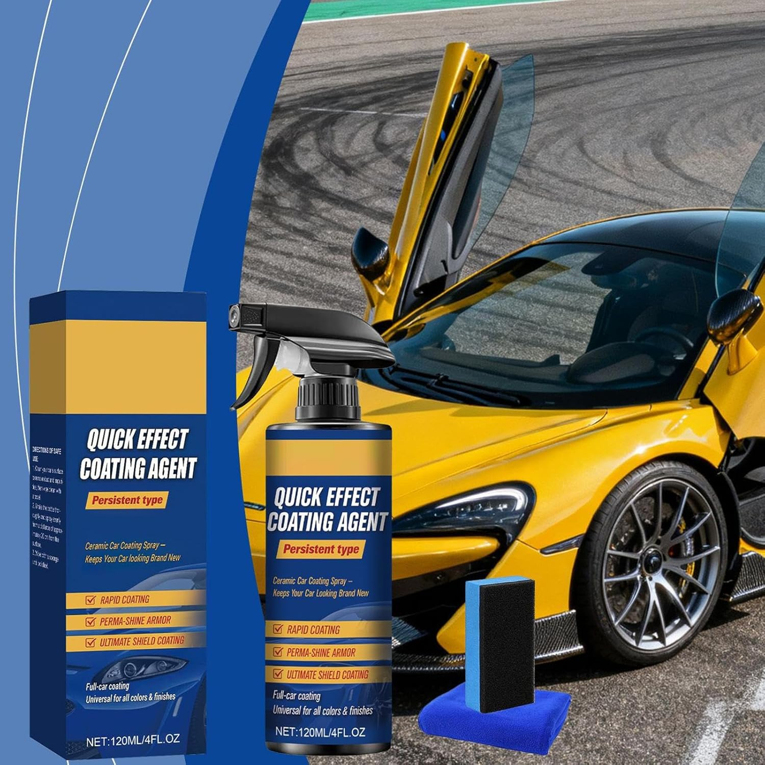 Ceramic Spray Coating, 120Ml Quick Effect High Gloss Automotive Polish, Car Ceramic Protection with Easy Application, Detailing Spray with Nano Formula, Coating Liquid for Windshield Tire Trim image number 2
