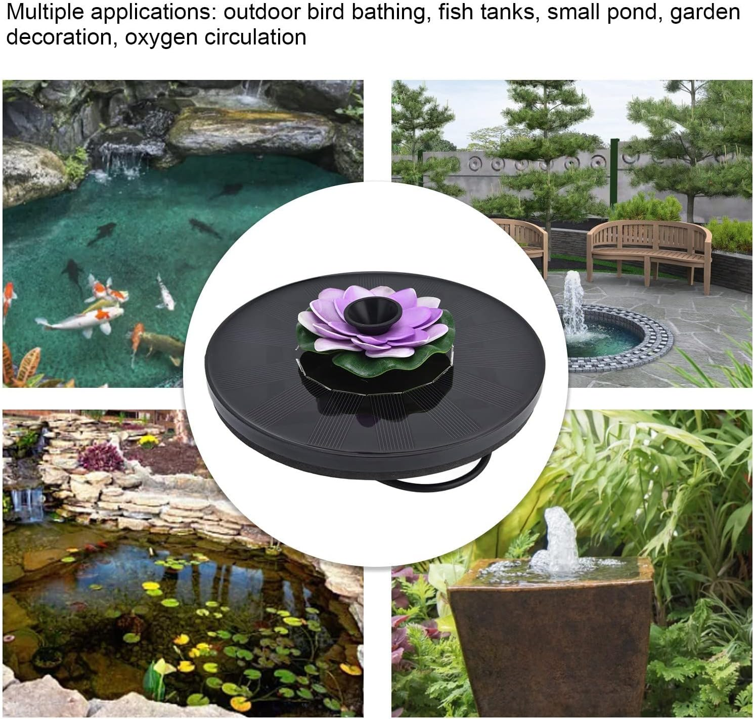 Floating Solar Fountain, Interesting Easy to Use Mini Solar Powered Water Fountain for Pond Pool Outdoor(#3) image number 5