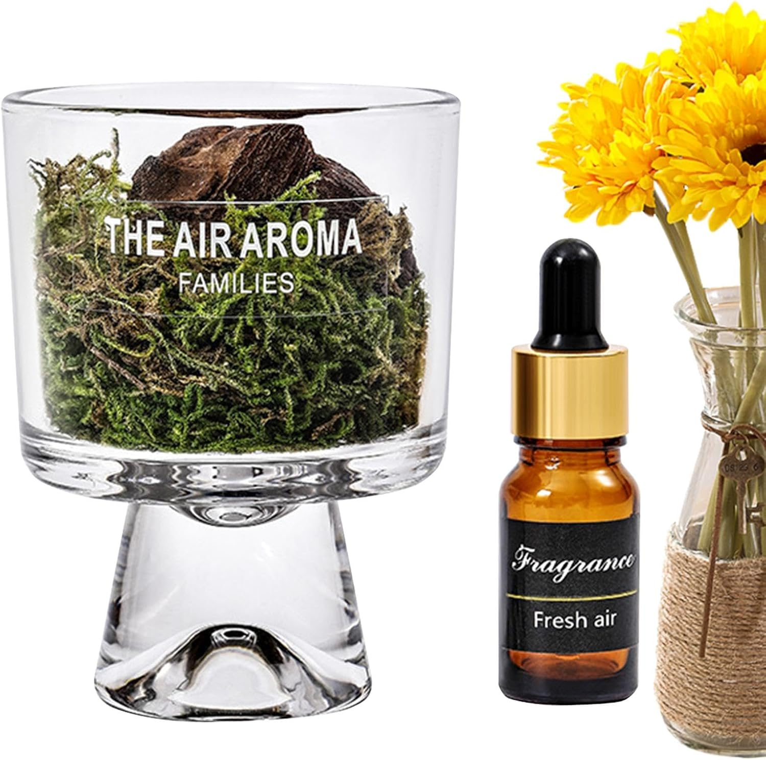 Plant Diffuser | Pine Moss Passive Diffuser Oil Set,Home Fragrance Diffuser, Long-Lasting Decorative Oil Diffuser for Decorating at Home, Workplace or Car