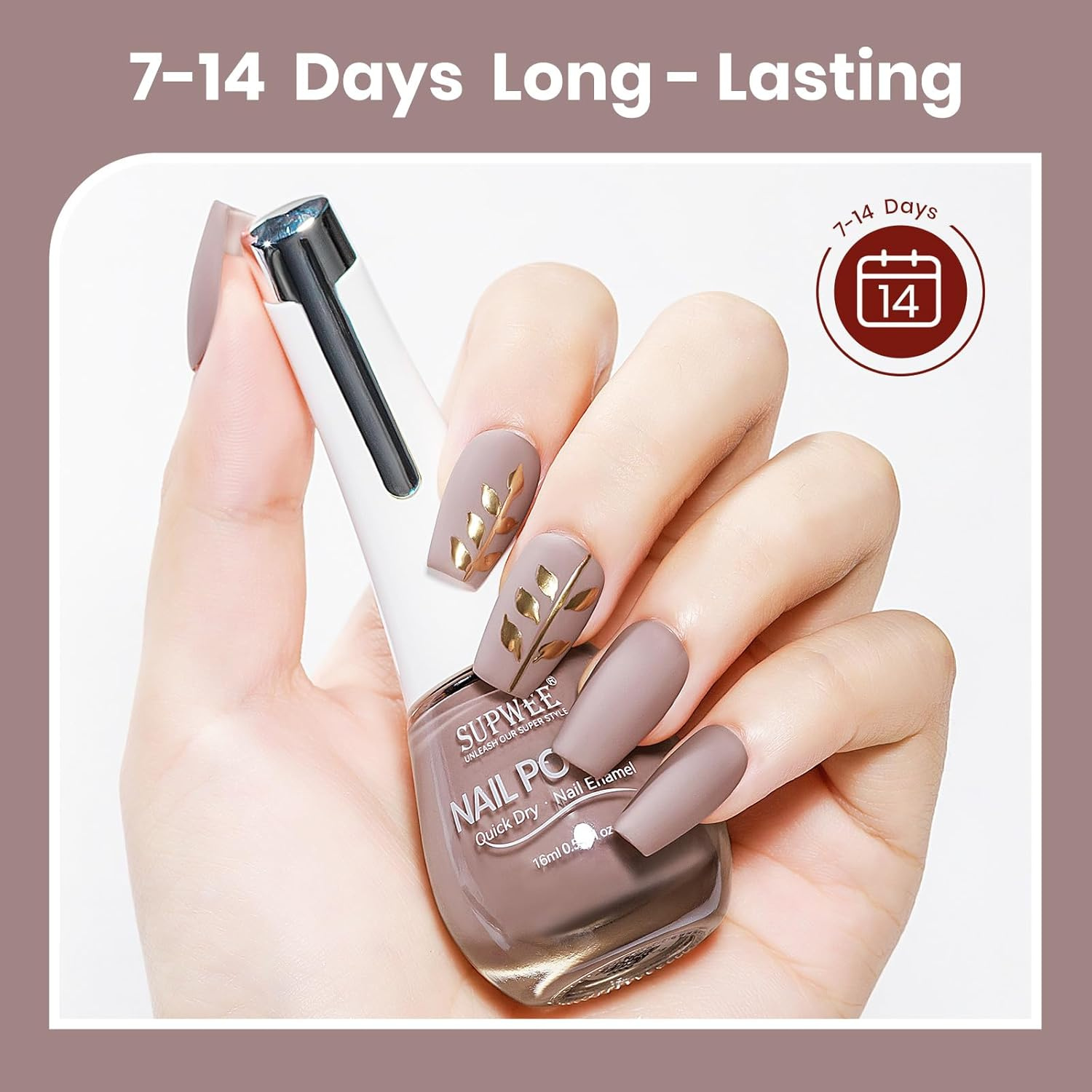 SUPWEE Matte Nail Polish 16Ml Quick Dry Nude Nail Polish Air Fast Dry Easily Create Elegant Matte Nail Art Home DIY Manicures Salon for Women image number 6