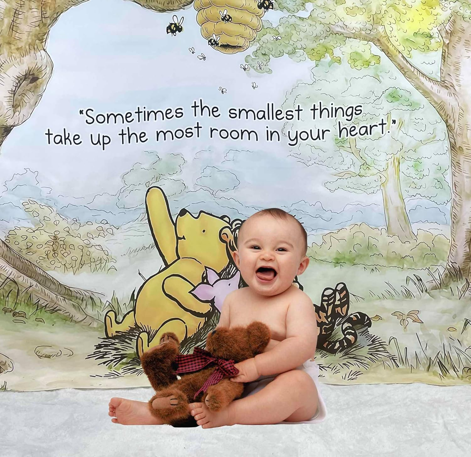 7X5Ft Classic Winnie Bear Backdrop 100 Acre Hundred Acre Wood Background for Baby Shower Birthday Party Photo Props Booth