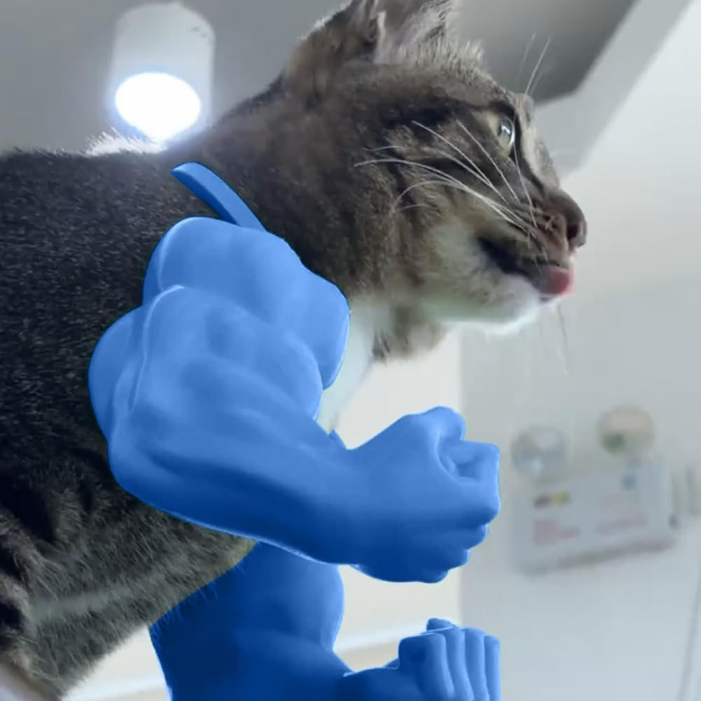 1Pcs Wezxrauo Funny Pet Muscle Arms for Cats, 3D Printed Adjustable Cat Neck Costume with Superhero Biceps for Birthday Party Cosplay, Halloween & Christmas Pet Supplies image number 1