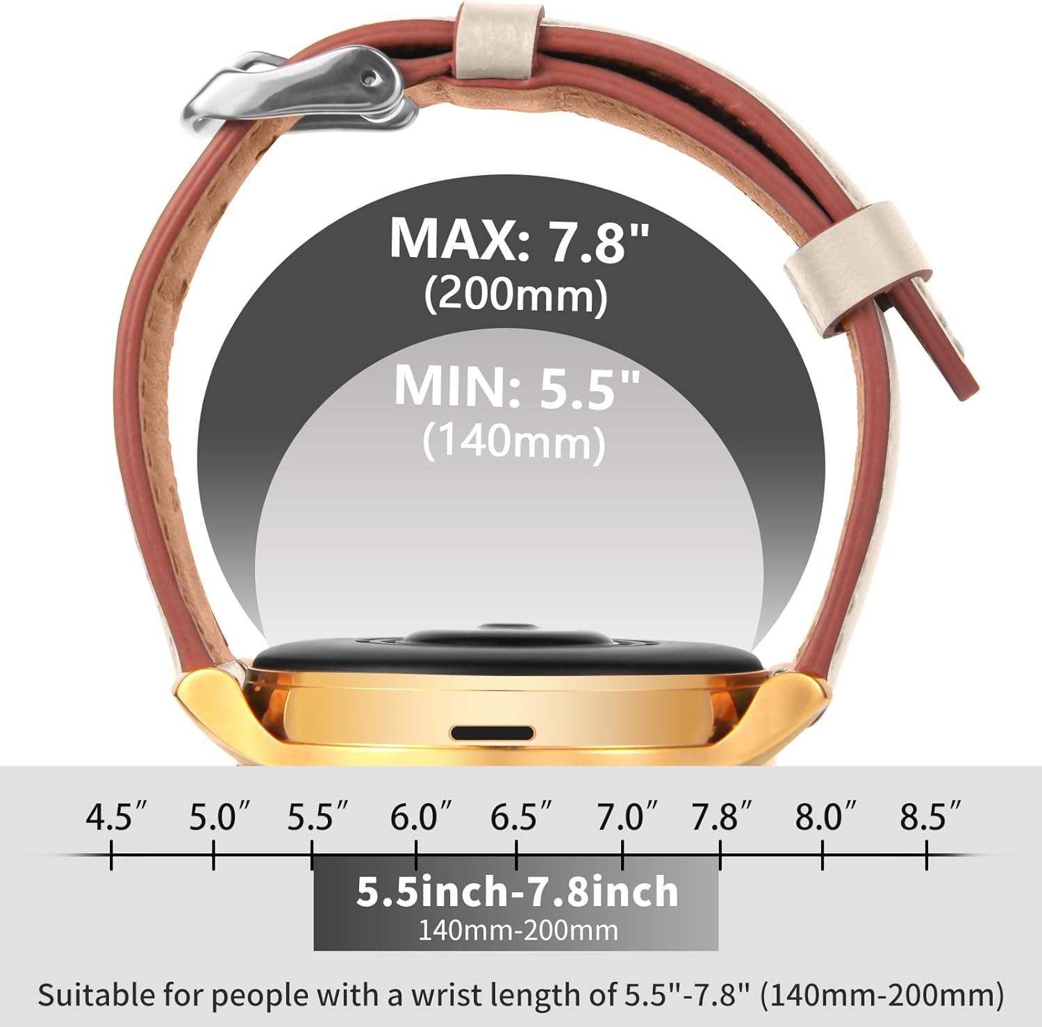 Leonids for Garmin Vivoactive 4S Band/Garmin Venu 3S Band, 18Mm Leather Watch Bands for Garmin Forerunner 265S/265S Music, Forerunner 255S/255S Music, Venu 2S/Vivomove 3S image number 3
