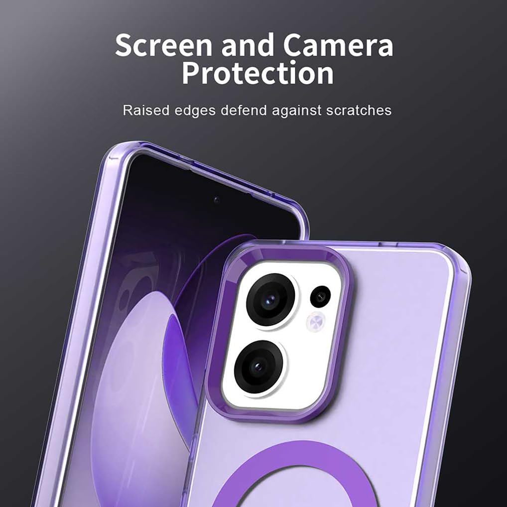 SEAHAI Case for Oppo Reno 13 FS (Oppo Reno 13F 5G/4G) with Magnetic Adsorption Function, Ultra Thin Matte Translucent Hard PC Silicone TPU Bumper Protective Case Shockproof Mobile Phone Case Purple - Blue image number 3