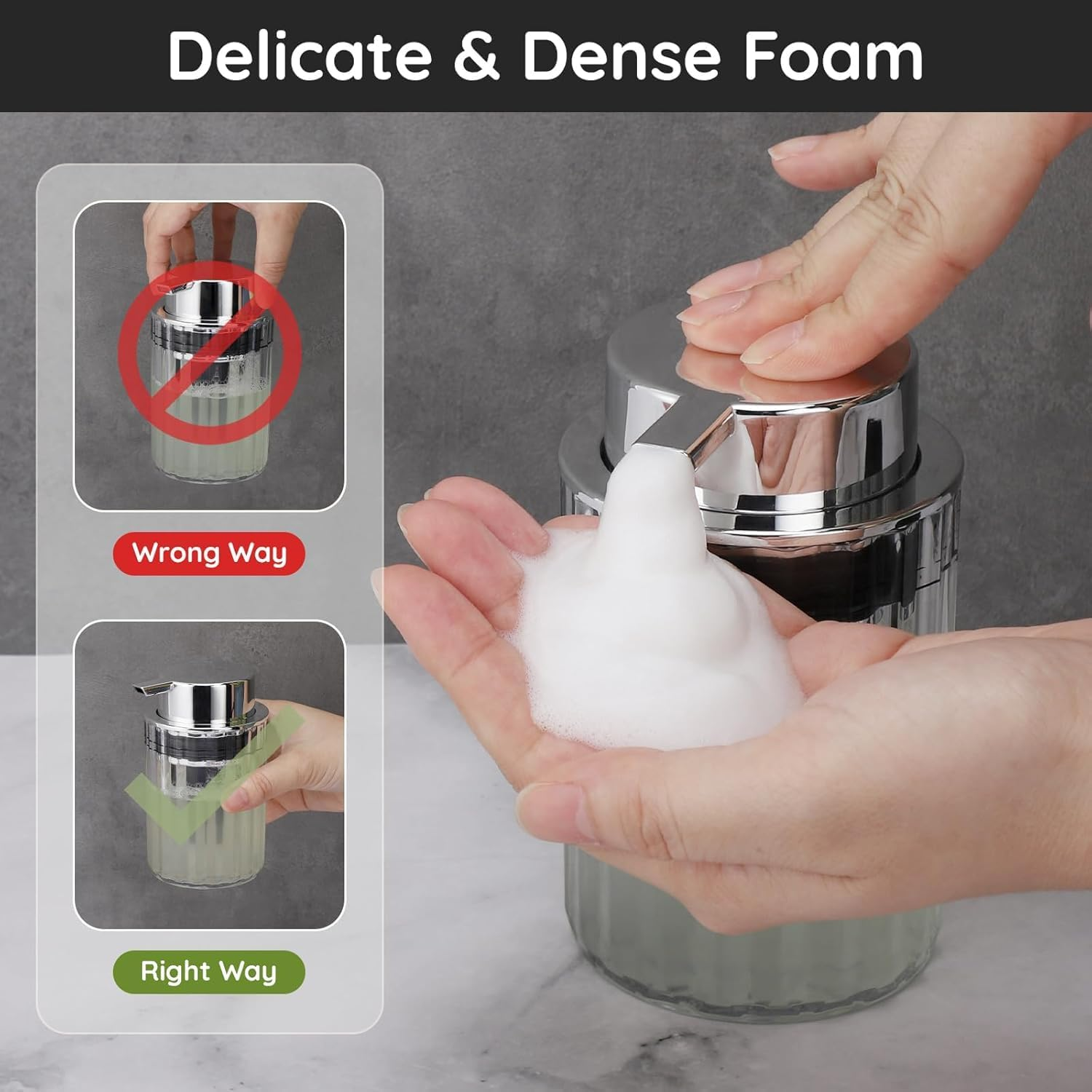 Foaming Hand Soap Dispenser Clear, Refillable Plastic Soap Dispenser Pump Bottle, 250Ml Empty Foam Soap for Bathroom Kitchen Counter Decor (Transparent Silver, One Size) image number 1