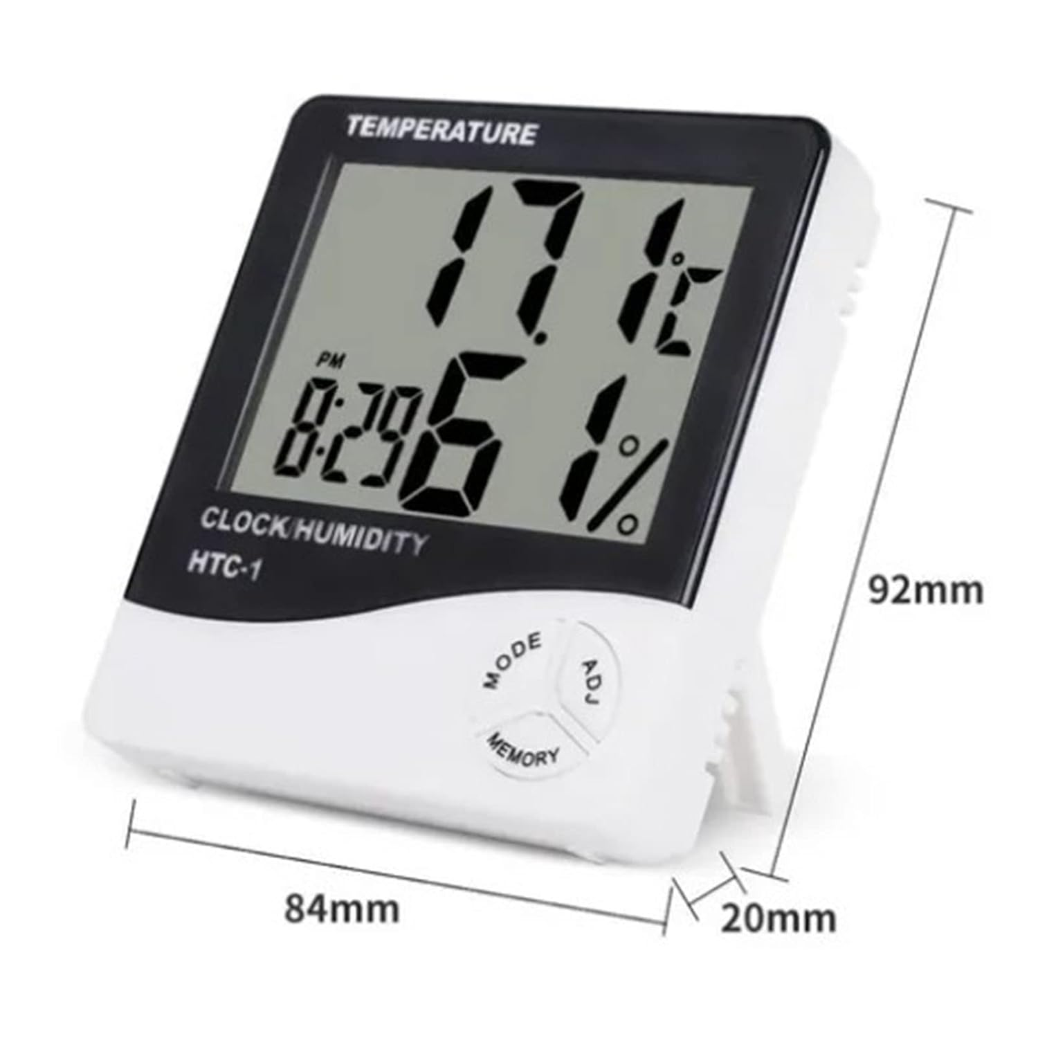 Zerodis Digital Thermometer Hygrometer with Clock Alarm, Large LCD Display, Portable Design, Simultaneous Measurement for Laboratories, Cold Chain Transportation, Storage, Easy to Read