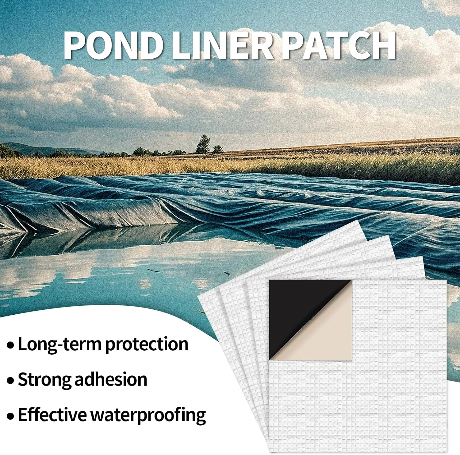 4Pcs Pond Liner Repair Patch, 8X8 Inch Butyl Rubber Aluminum Foil Pond Liner Patch Kit Self-Adhesive Thickened Seam for Garden Pool Repair Roof Protections