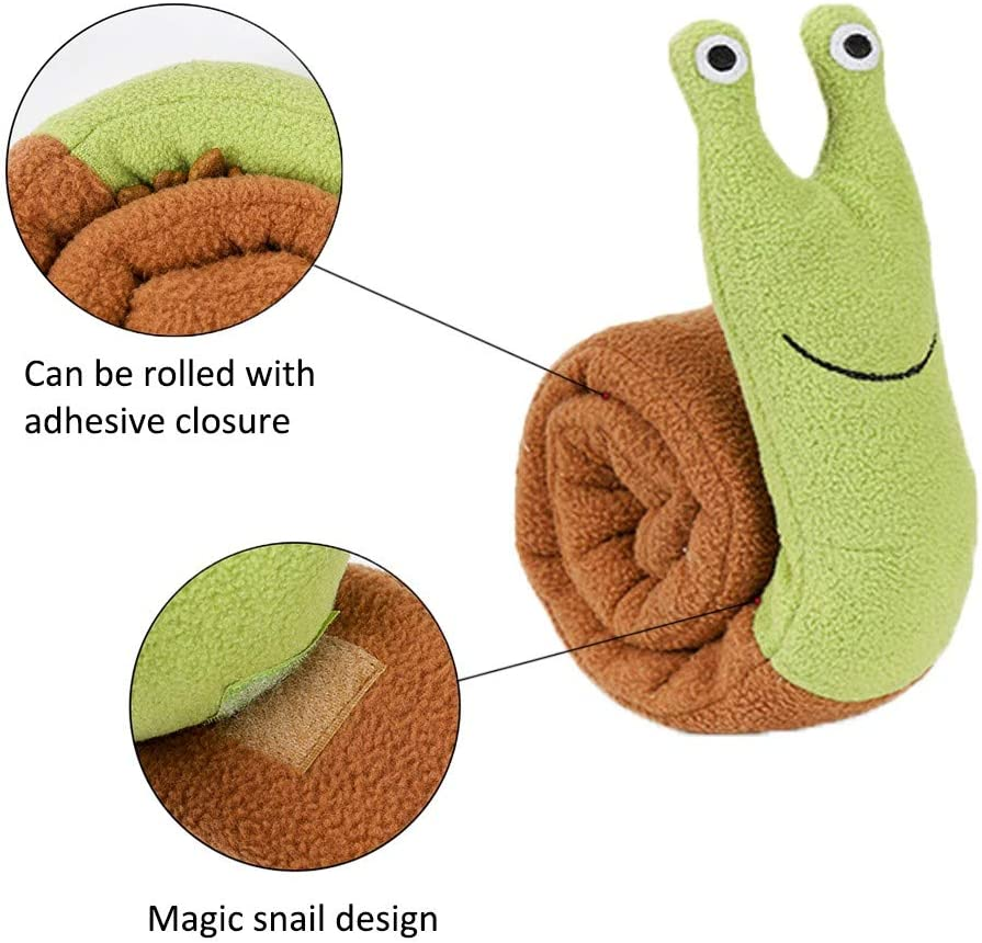 Snail Snuffle Mat and Treat Dispenser, Interactive Plush Chew Toy for Small Breeds, Puppy Teething Puzzle Brain Games to Relieve Boredom and Anxiety