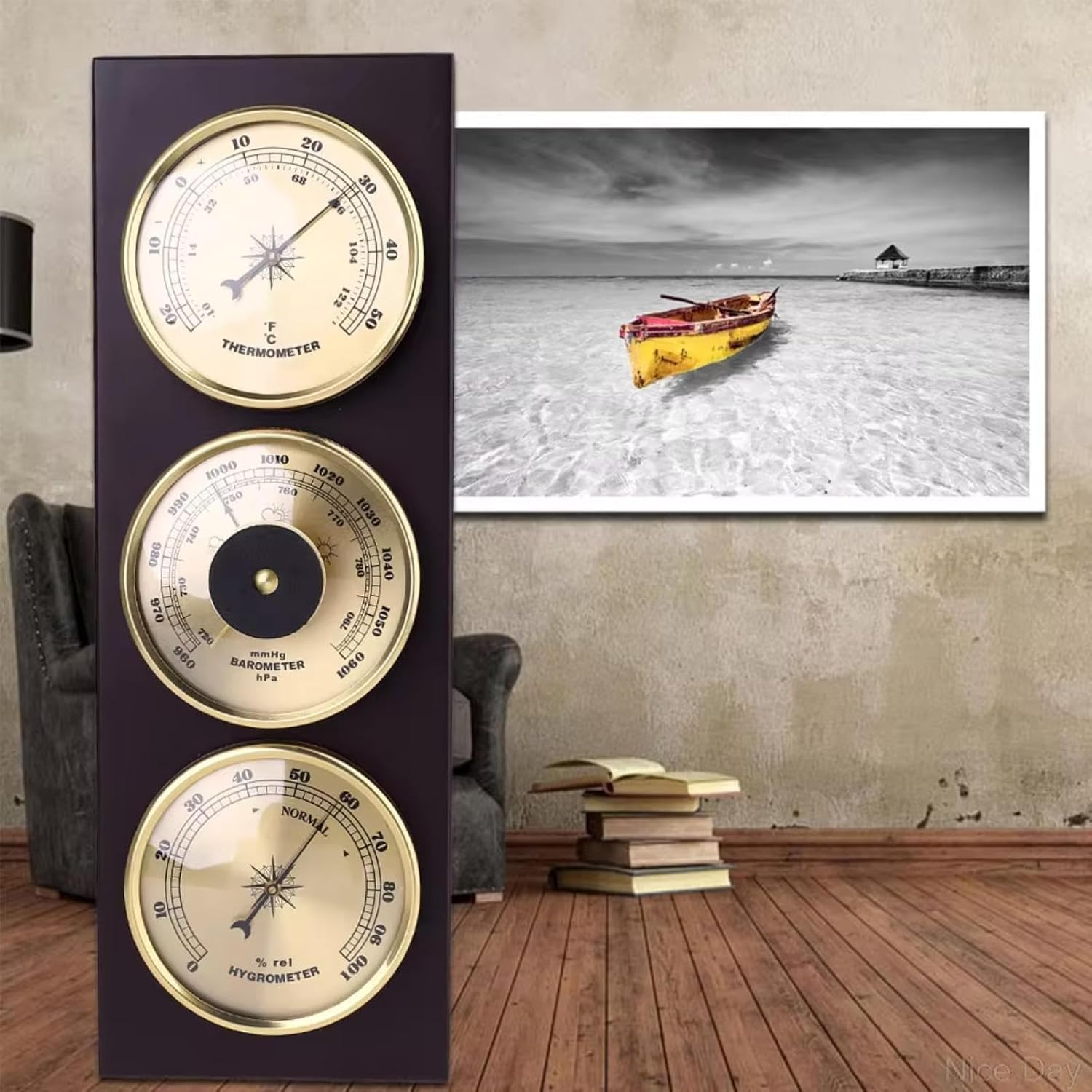 3 in 1 Barometer Thermometer Hygrometer - Indoor Weather Station for Home, Office Wall Decor - Multifunctional Analog Weather Barometer