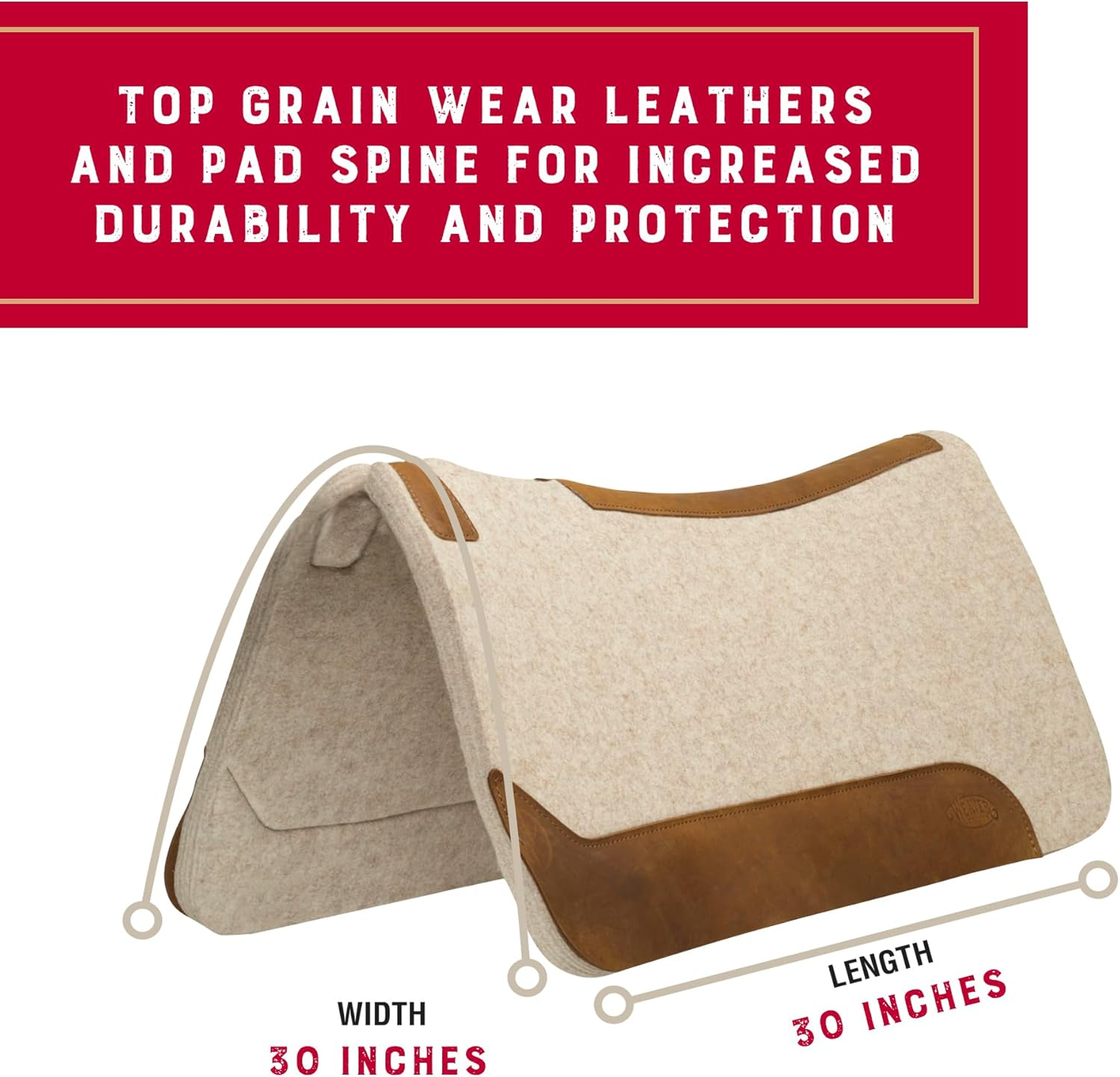 Weaver Equine Unisex Adult 30" X 30" Felt Pad Saddle Pad Tan 1 Piece (Pack of 1) image number 3
