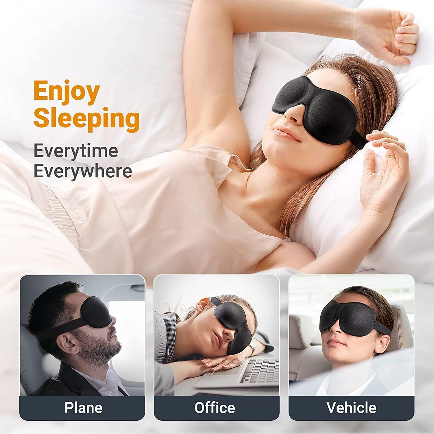 Mumoo Bear Sleep Mask for Women Men, 3D Contoured Comfortable Ultra Soft Sleeping Eye Mask & Blindfold for Sleeping with Adjustable Strap, Great for Travel/Nap/Night'S Sleeping, One Size image number 1